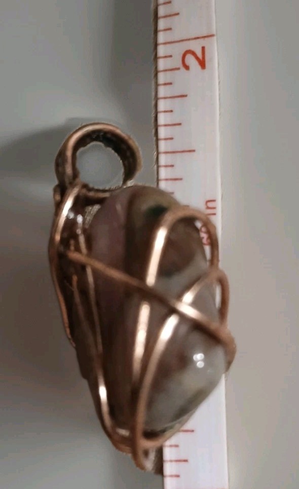 Tumbled Jasper Crystal, Brass Wire Pendent Aprx 1.5″