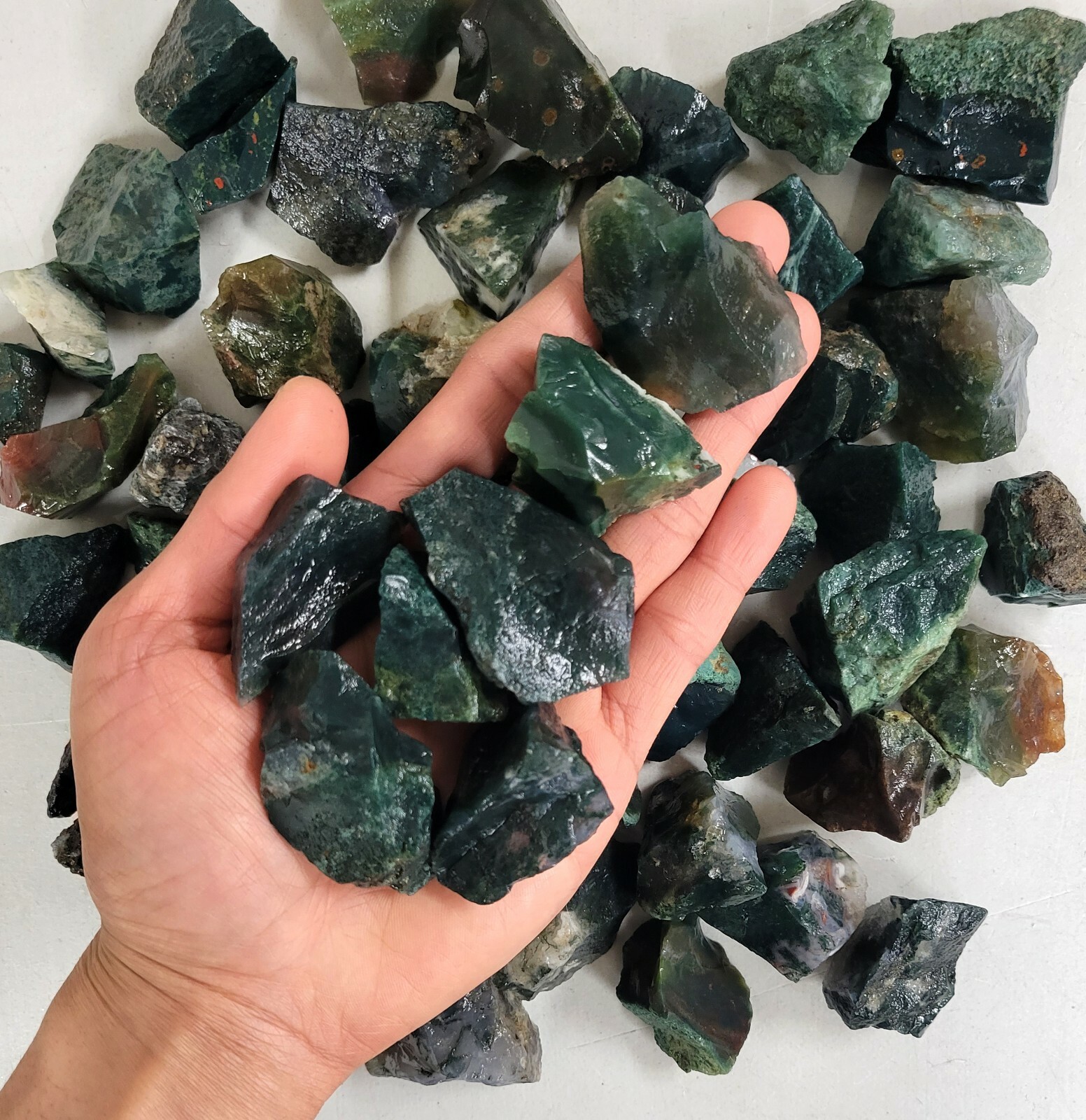 Raw Moss Agate – From India – Bulk Rough Crystals Natural Healing Gemstones