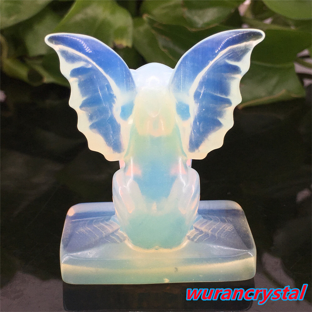1pc Opalite Quartz Gargoyles Angel Skull point Crystal Carved Skull Healing Gem
