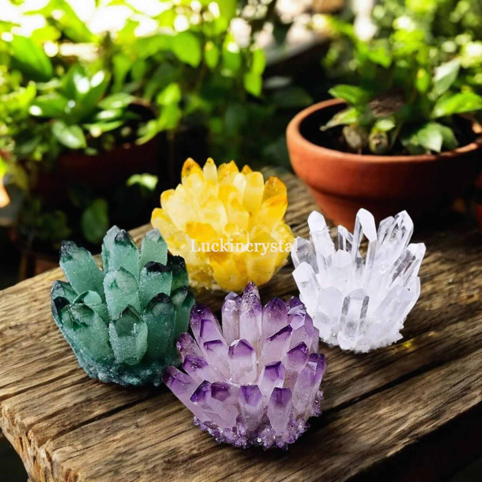 4Pcs High Quality Raw Rough Natural Cluster Crystal Geode Ornament Home Decor