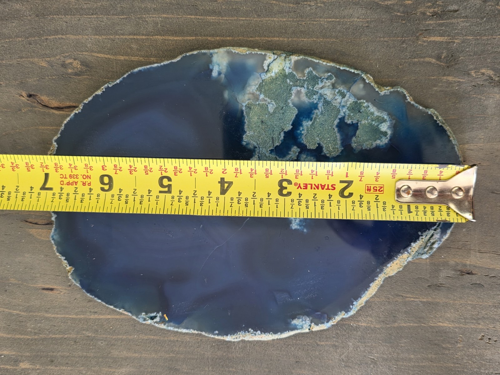 Natural Agate Slice Geode Polished Crystal Quartz Gemstone Extra Large 7 in Blue