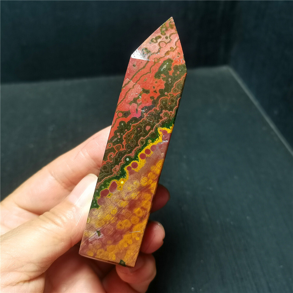 Rare 136G Natural Polished Orbicular Ocean Jasper Reiki Healing Stone R897