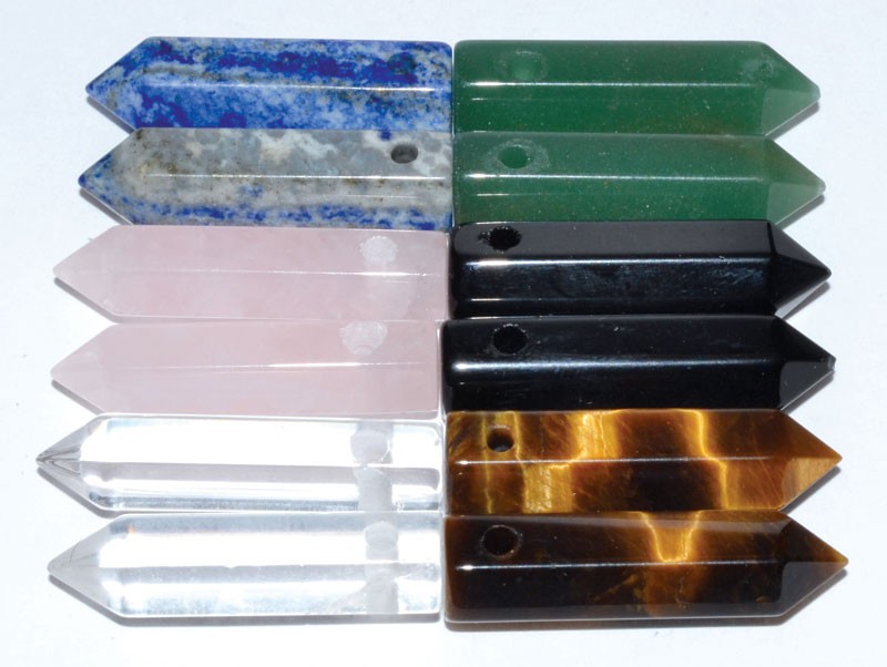 12 pc Crystal Gemstone Points Beads Pre-Drilled Holes 1″ Jewelry Making Crafts