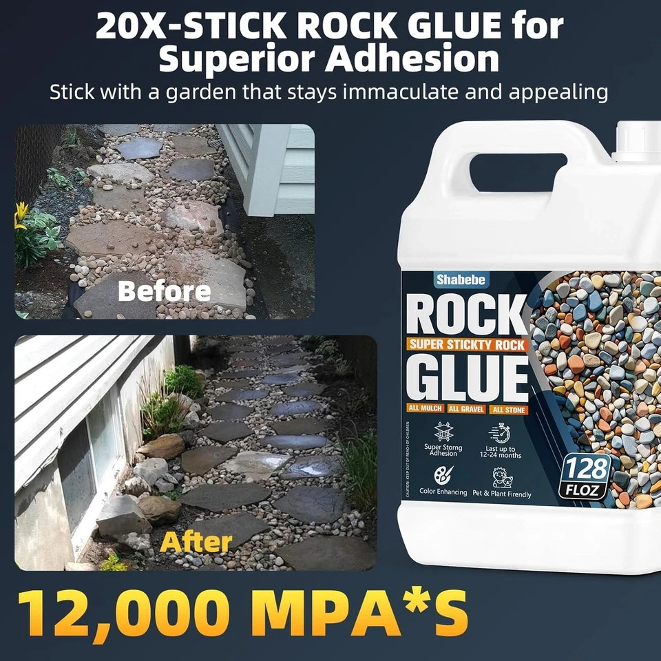 Rock Glue 32OZ – Mulch Glue for Landscaping with Grip Max for Strong Adhesion of