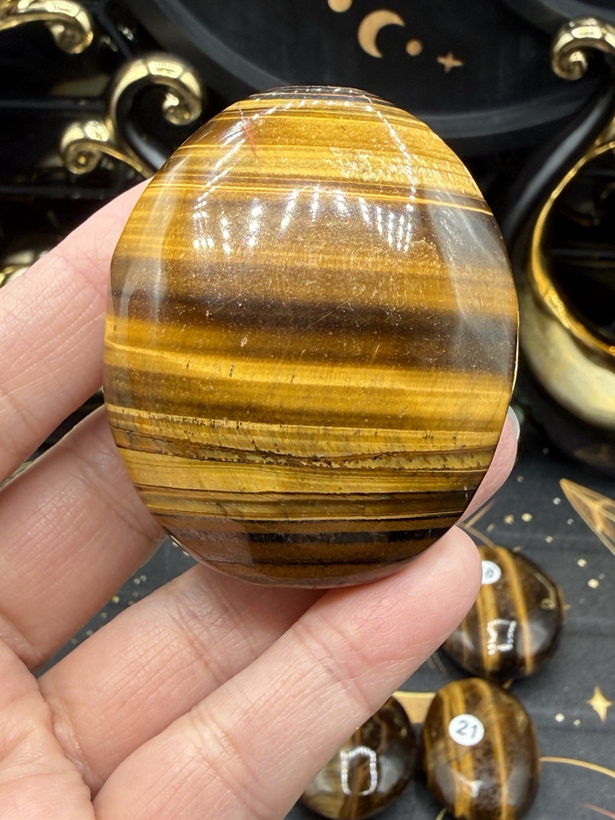 Natural Yellow Tigers Eye Palmstones Free shipping