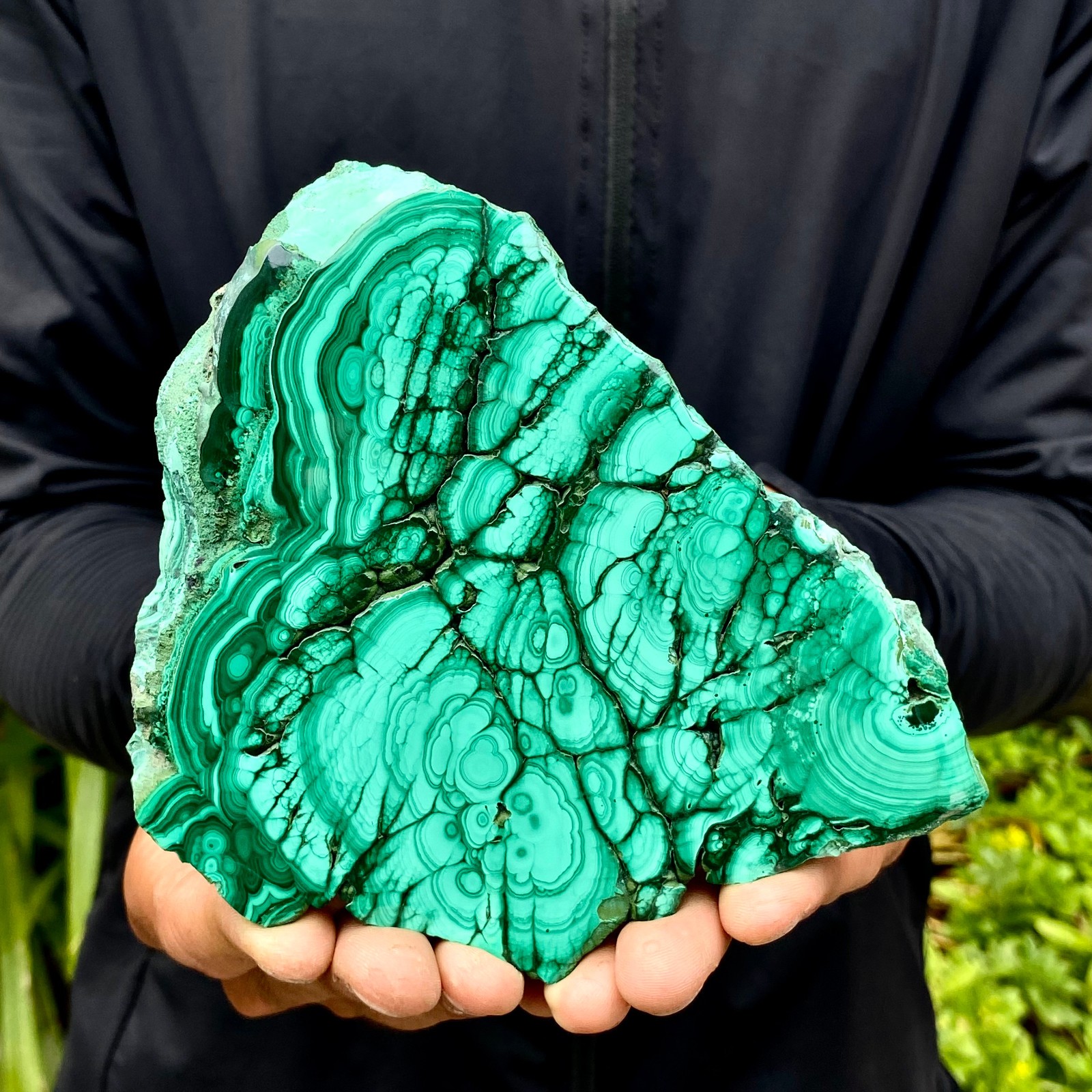 1.29LB Natural malachite slice quartz crystal luster mineral specimen