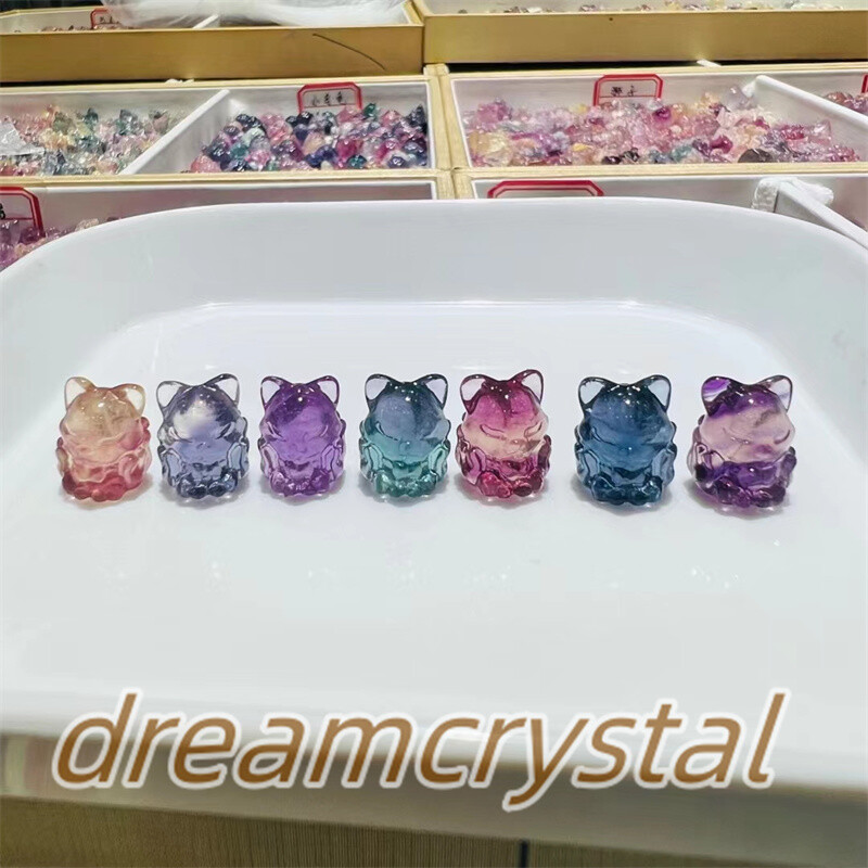 100pc Random Natural Fluorite Crystal Skull Mini Carved fox Skull Quartz Healing
