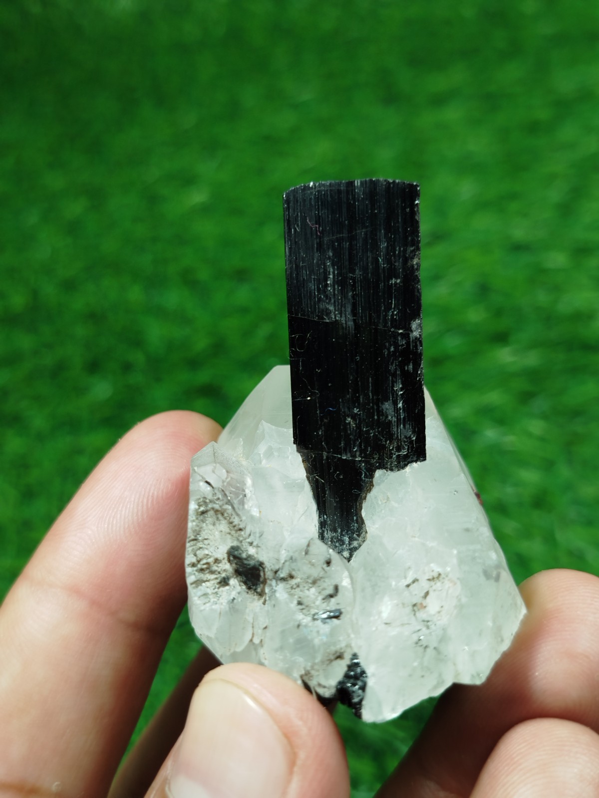 Black Tourmaline Combined Garnet With Quartz Crystal From Skardu Pak 76 Grams