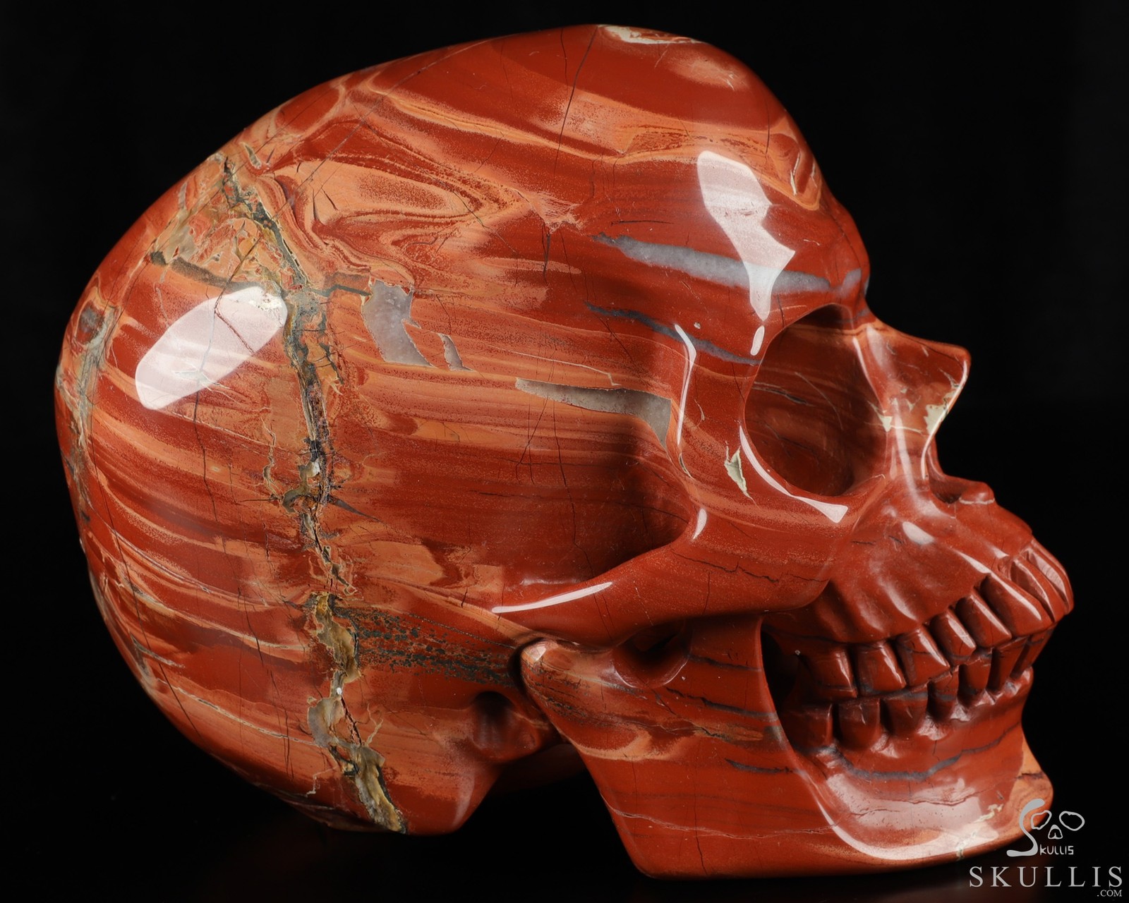 Lifesized 7.0″ Red Jasper Carved Crystal Skull,Super Realistic, Crystal Healing