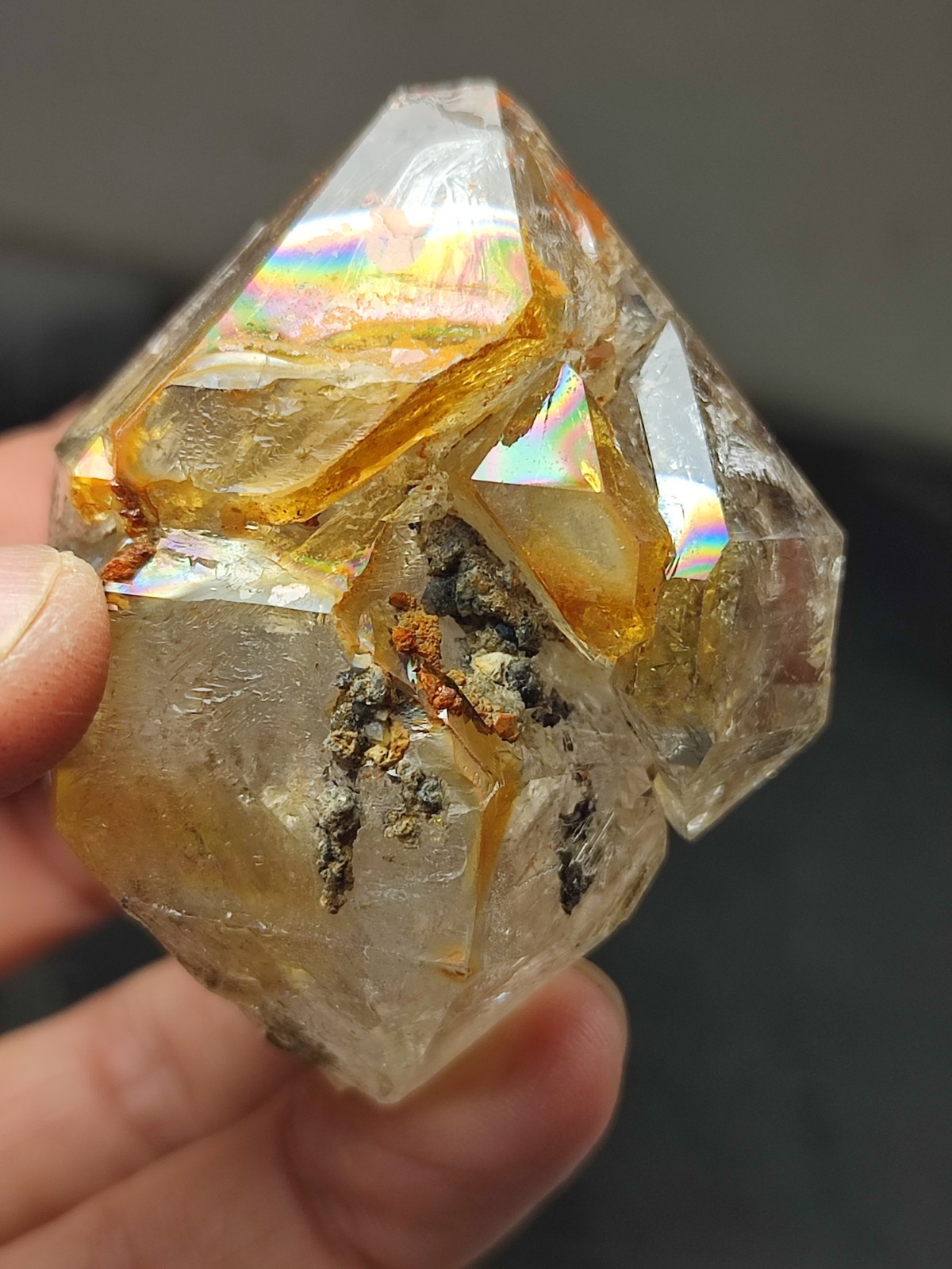 Rainbow Window/Skeletal Quartz Crystal With Good Luster & Unique Skeletal Growth