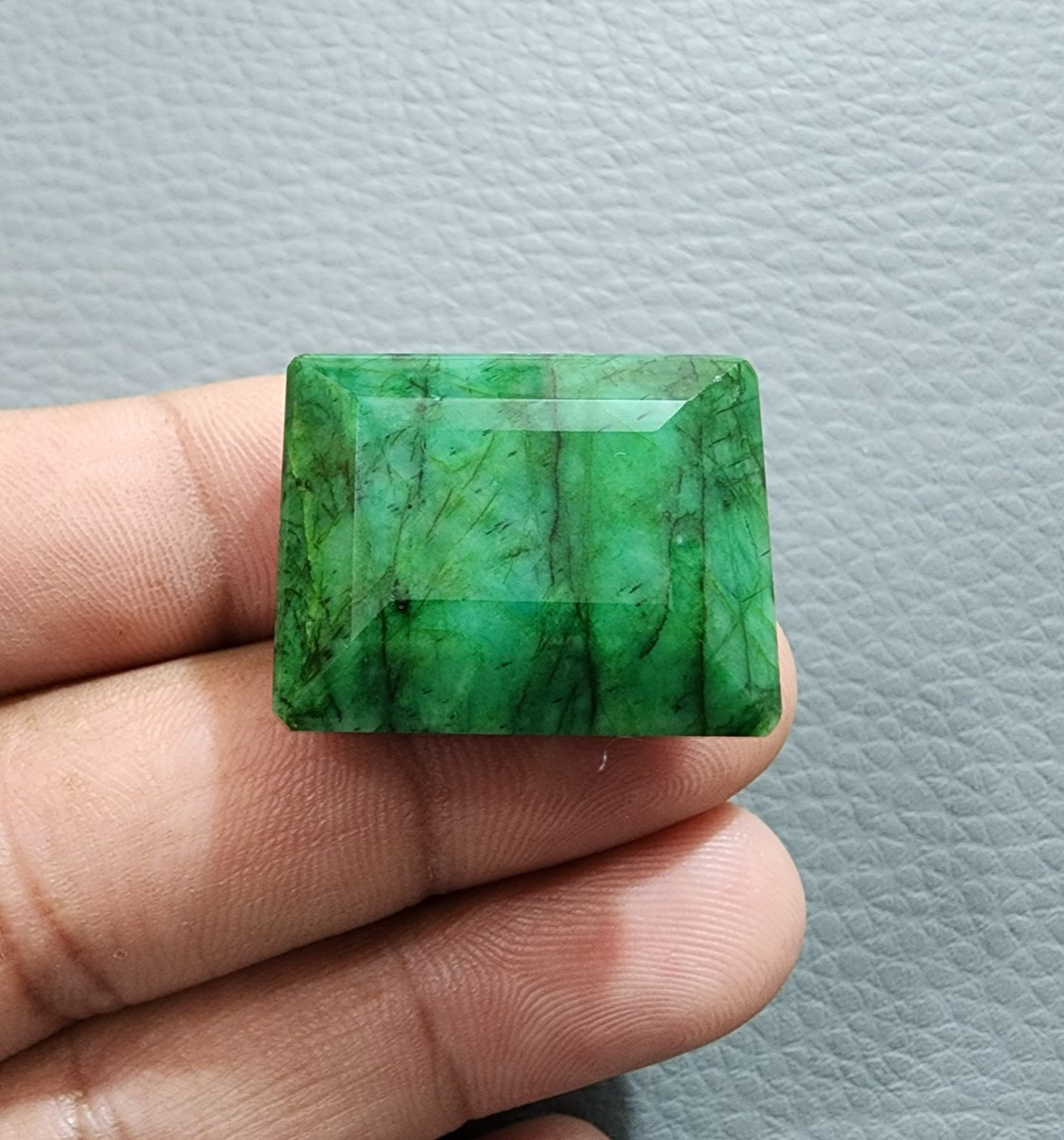 Gorgeous A+ Green Brazilian Emerald Rectangle Shape Loose Gemstone Jewelry 75 Ct