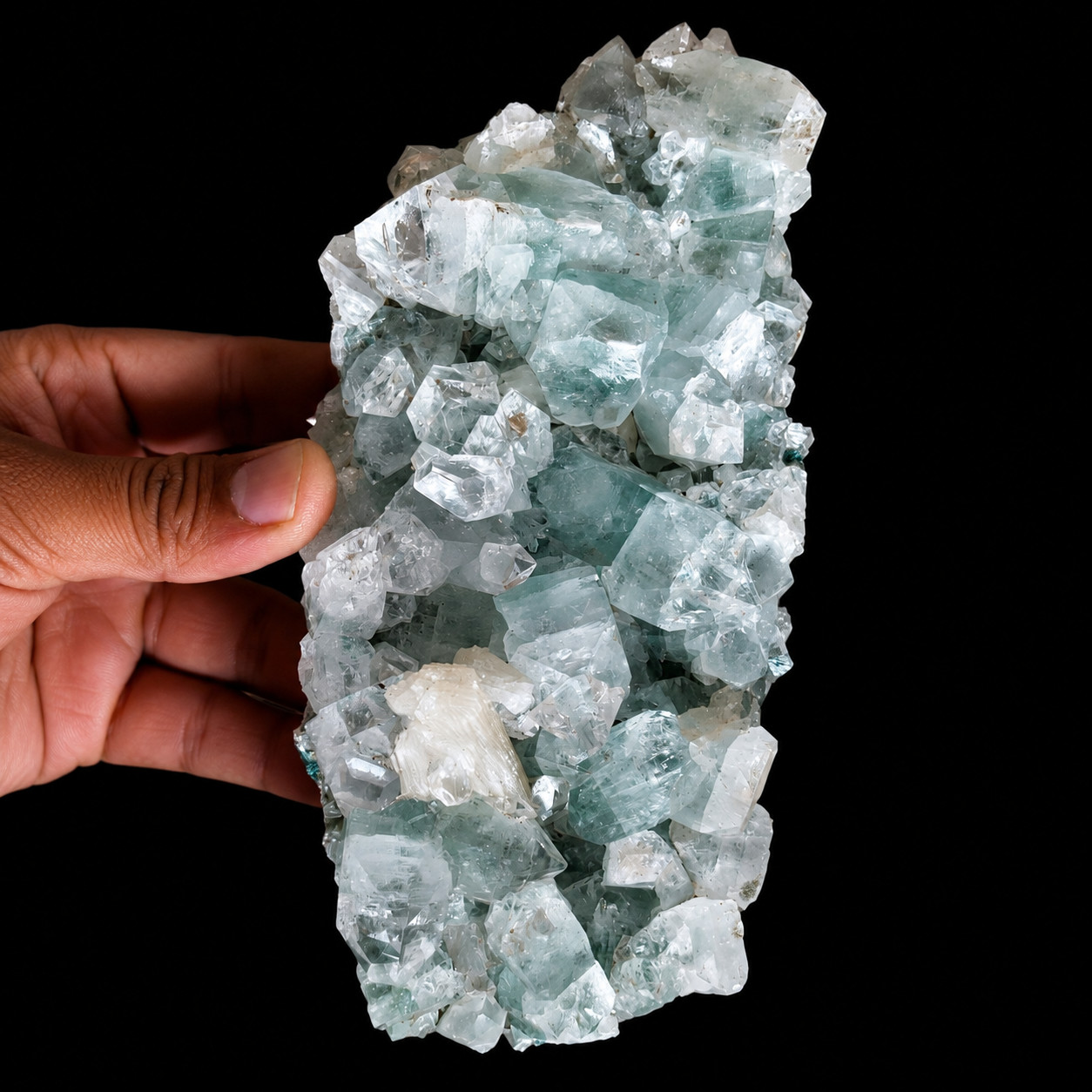 Natural Green Apophyllite with Stilbite Crystal Cluster 146g 10x6x2cm Mineral