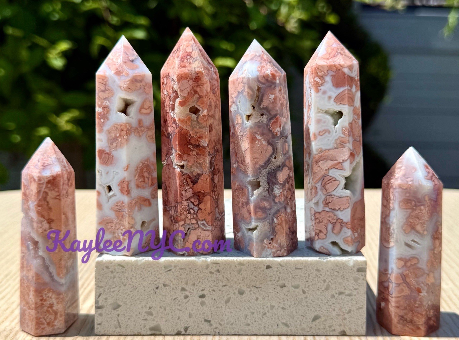 Wholesale Lot 1 Lb Natural Pink Agate Obelisk Tower Point Crystal Natural