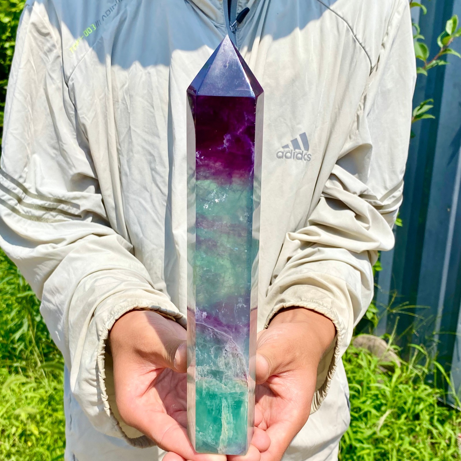 2.66LB Natural Fluorite Crystal Column Magic Wand Obelisk Point Earth Healing
