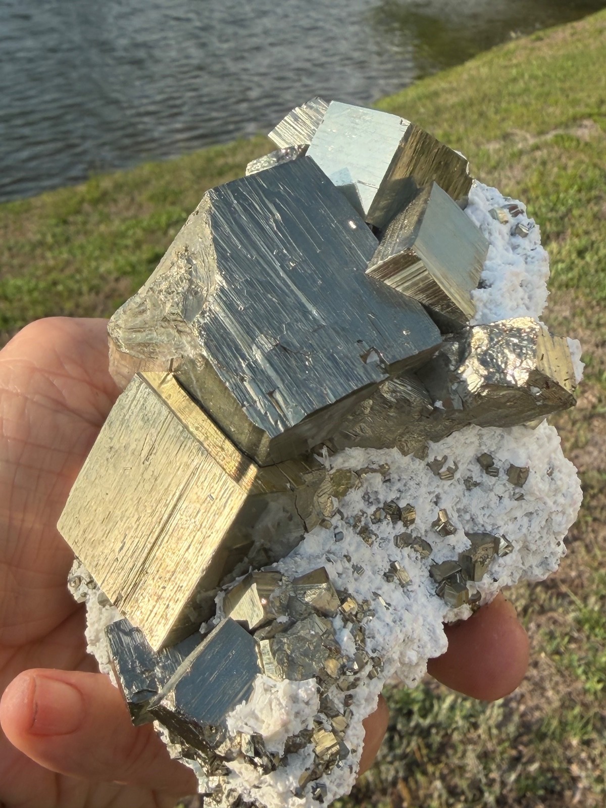 AA PYRITE Crystal CUBE Cluster Huanzala Mine Peru 2.9 LBS 3 3/4″ High x 5″