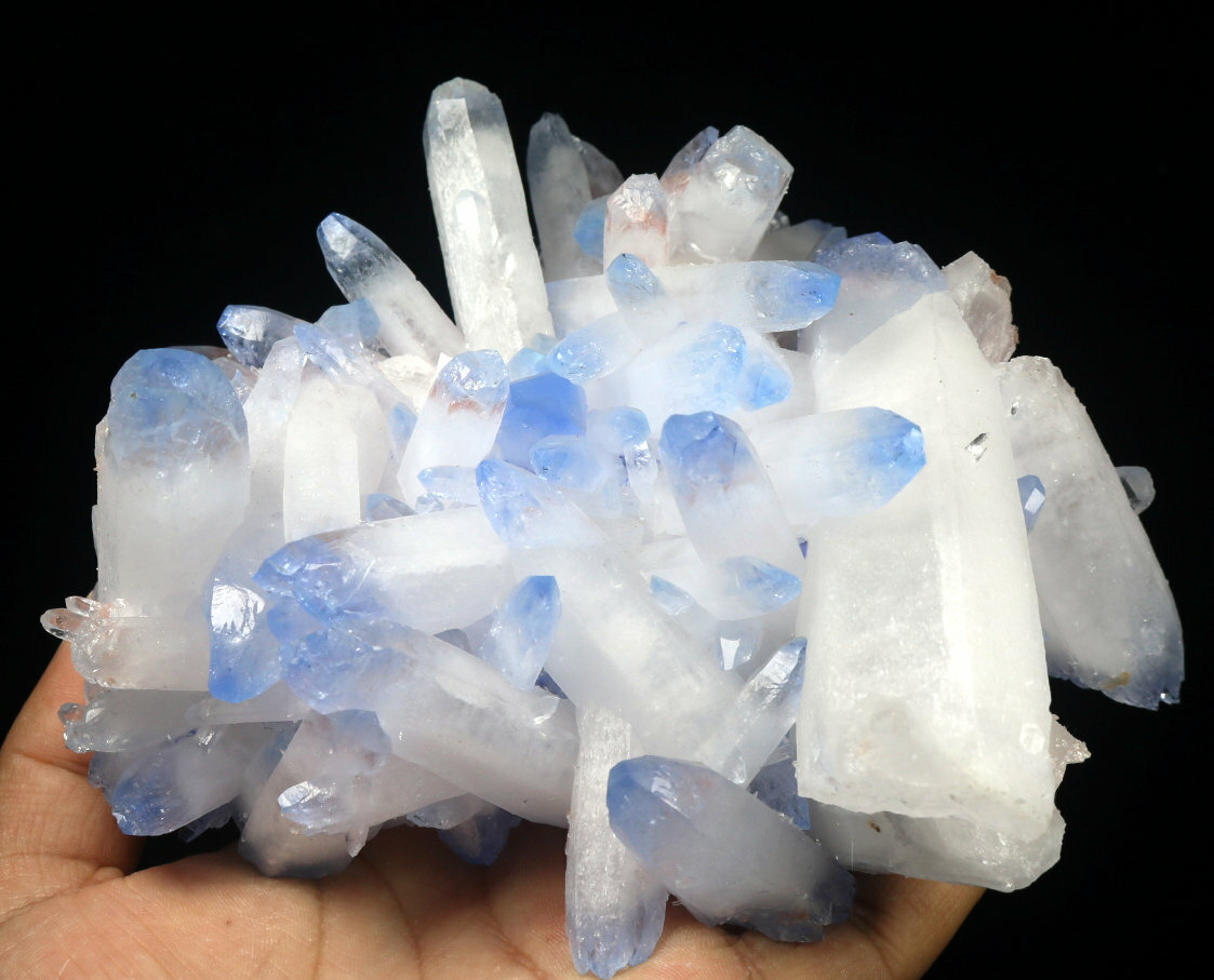 2.46lb Rare Beatiful Blue Tibetan Ghost phantom Quartz Crystal Cluster Specimen