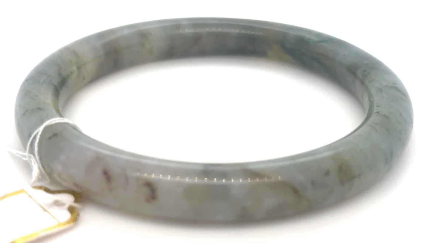 “Type A Burmese Jadeite Bangle Earthy Icy Green Full Moon 61mm”
