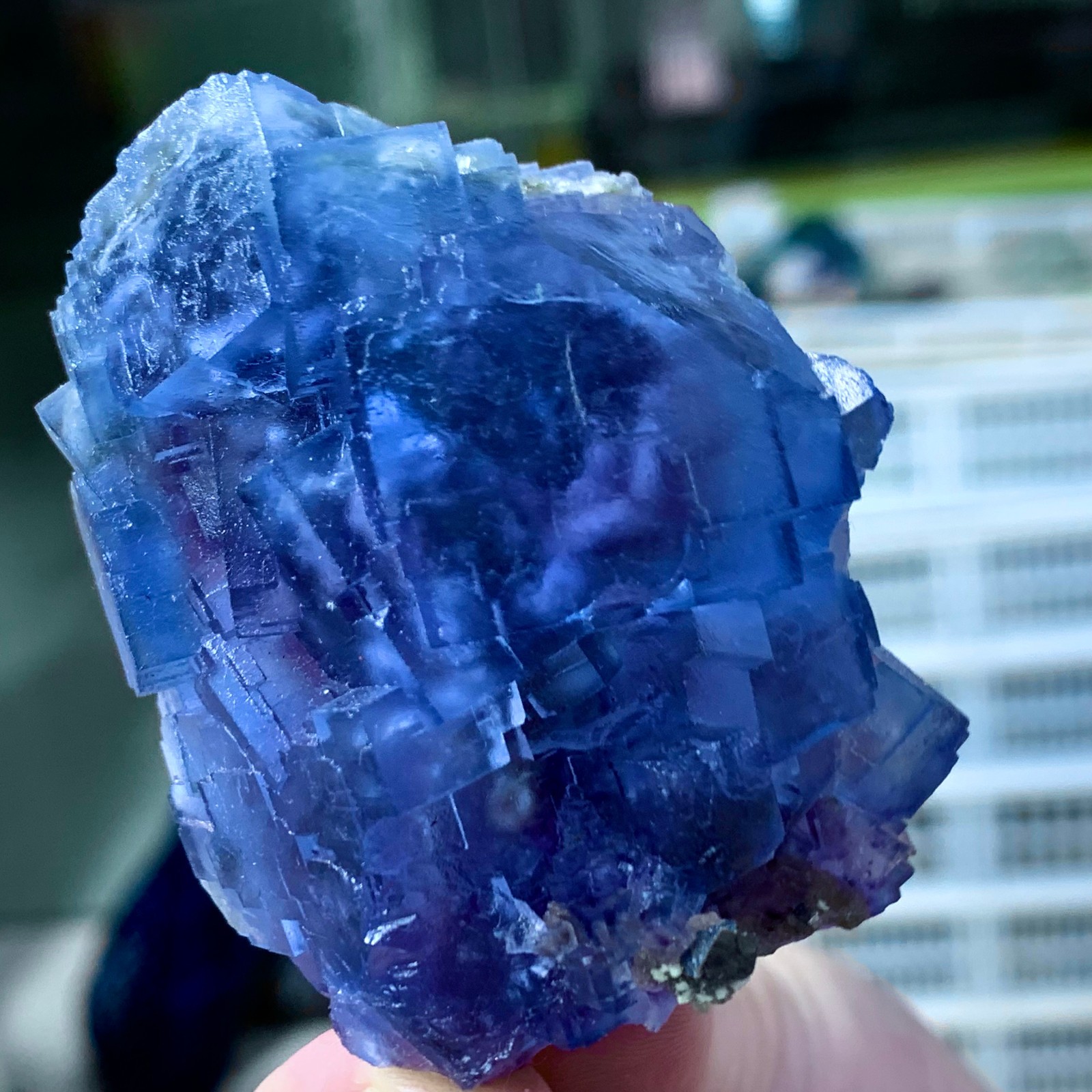 135G Rare transparent blue fluorite cubic mineral crystal sample/China