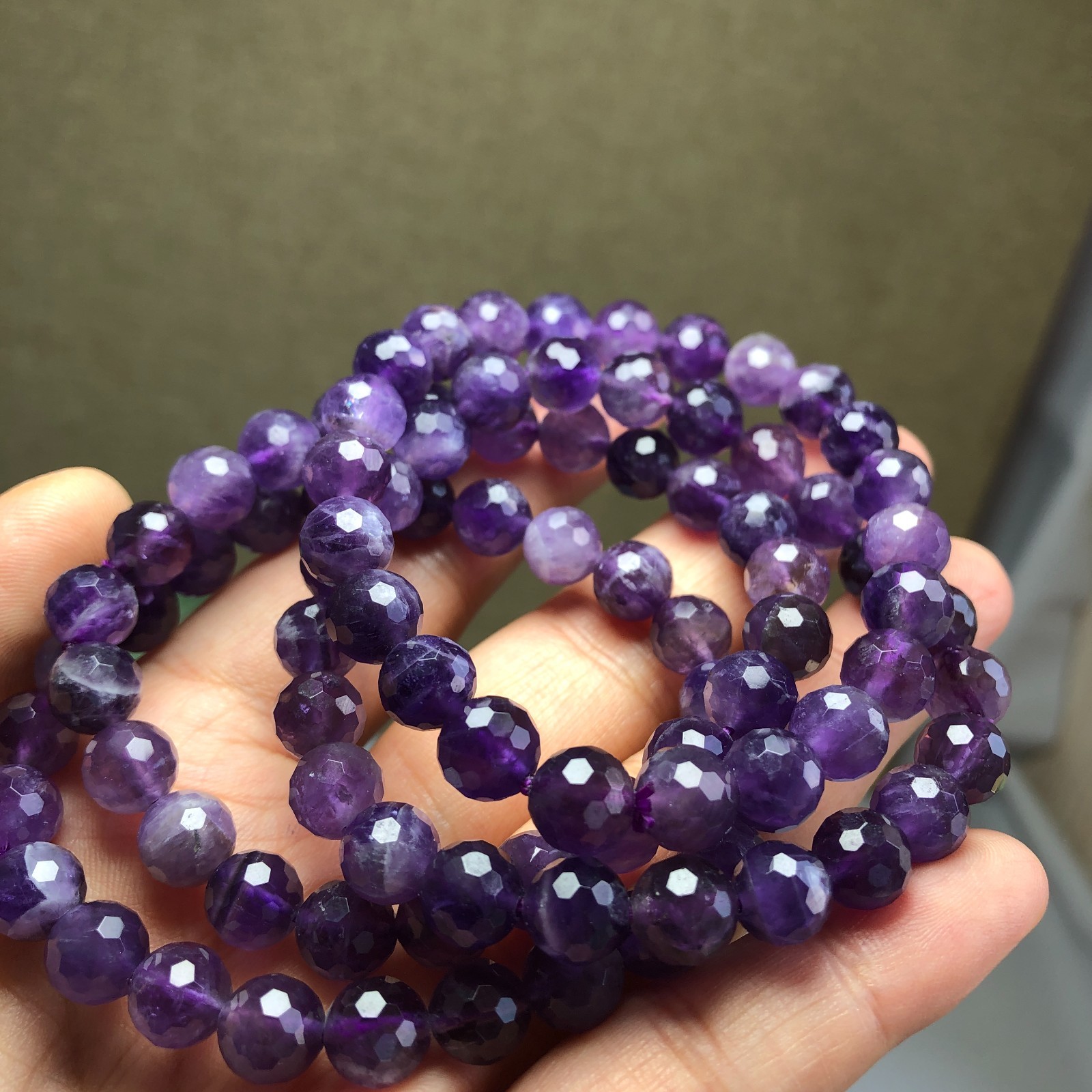5Pcs Wholesal Natural Dreamy amethyst bracelets Crystal ball sphere facet 8mm