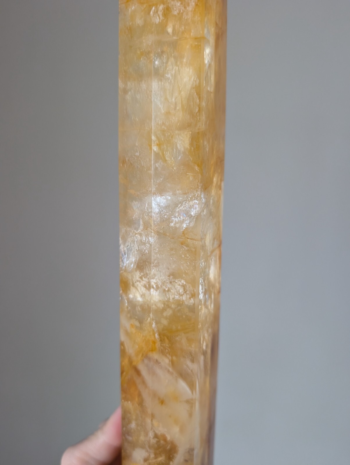 Golden Healer Tower Point Crystal Quartz Large Big Tall Chakra Gemstone Wand