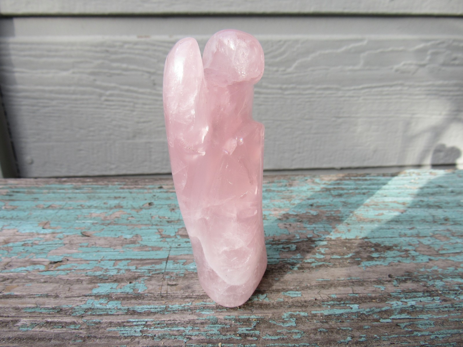 Rose Quartz Angel 4-inch Carved Crystal Guardian Statuette Figure