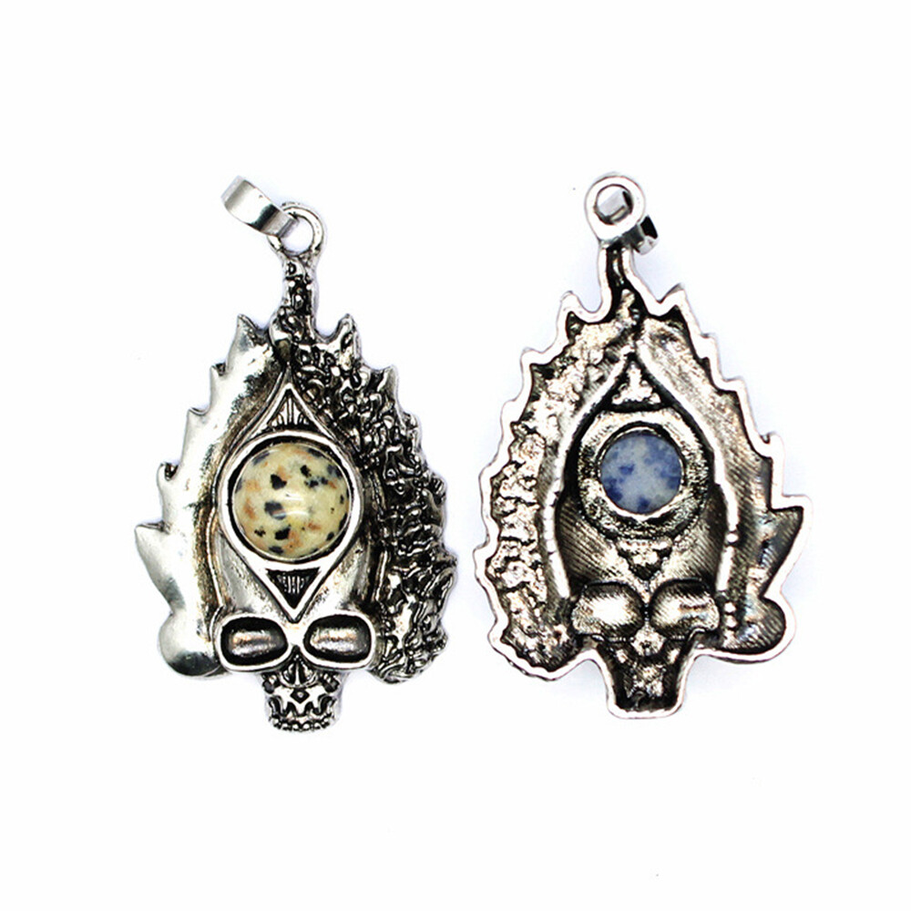 Chakra Natural Crystal Skull Head Skeleton Pendant Stone Bead Gift Healing Reiki