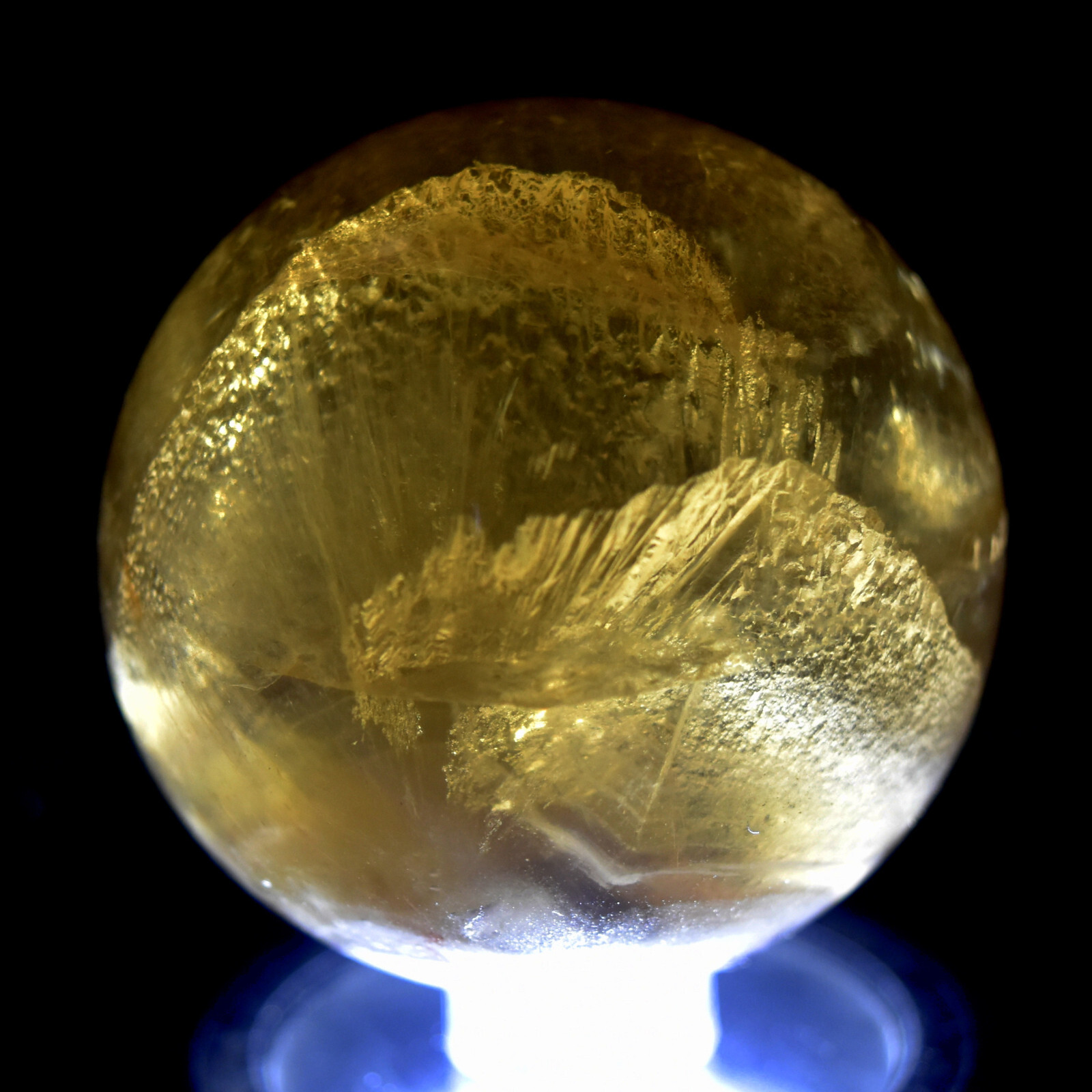 52mm Golden Fluorite Sphere Natural Crystal Fluorescent Mineral Gemstone – India