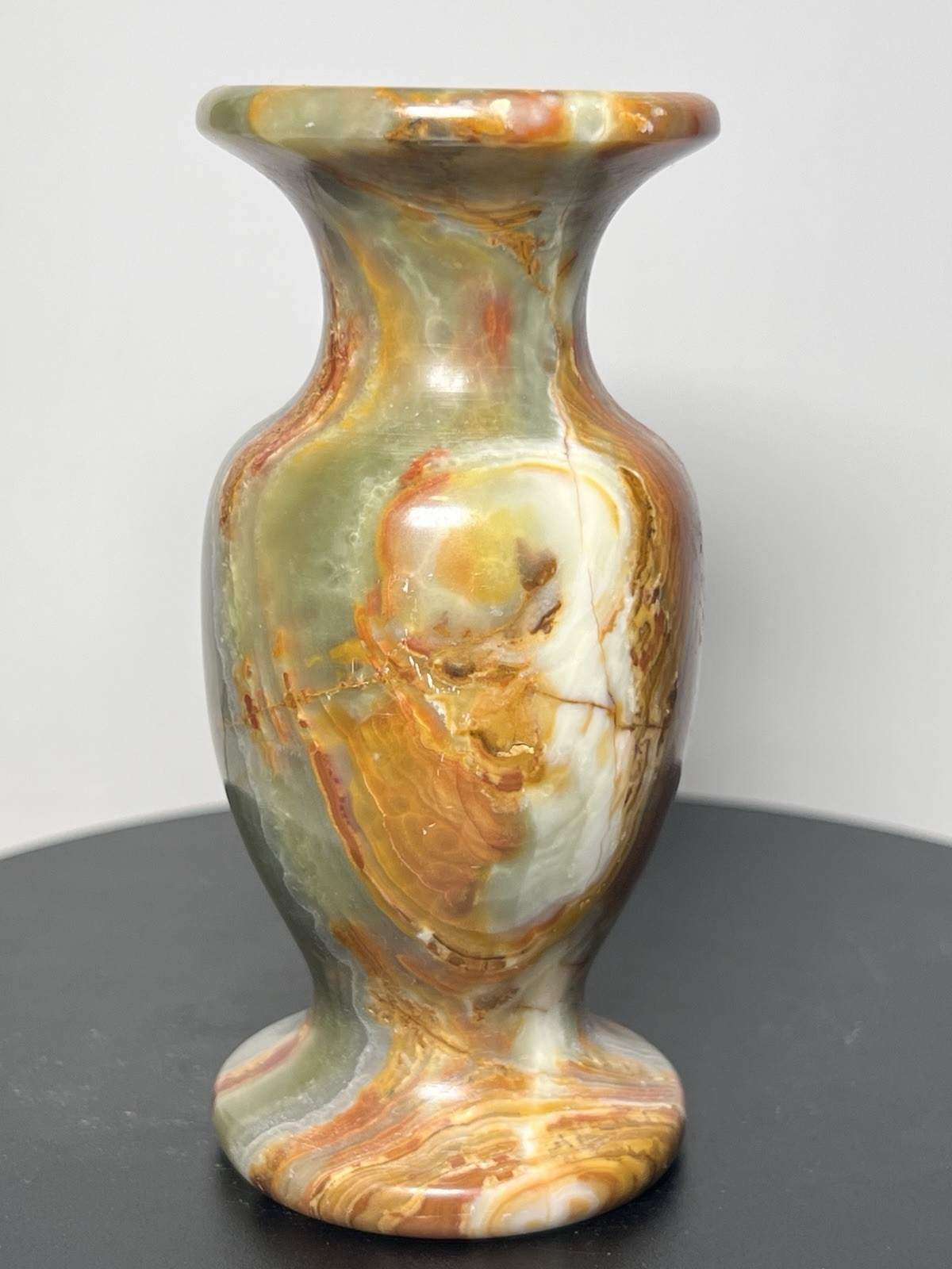 White & Green Calcite 3 Piece Set – Vase, Owl, & Star – see description for info