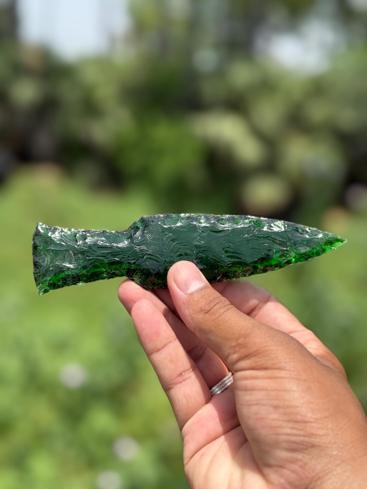Green Obsidian Glass Knife Handmade Crystal Blade Size 4″–6″ Decorative