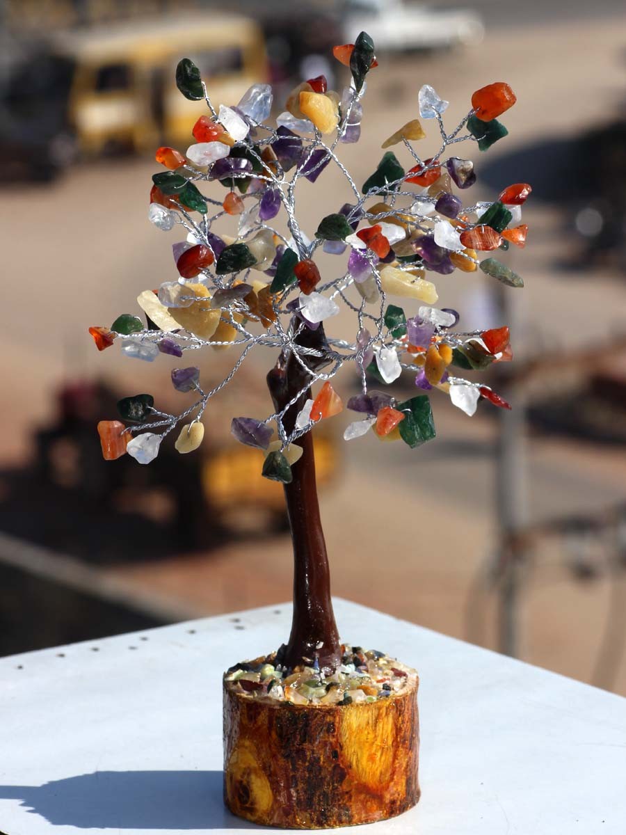 150+ Mix Carnelian+Amethyst+Crystal Gemstones Silver Branches Tree 8-9.5″ JW