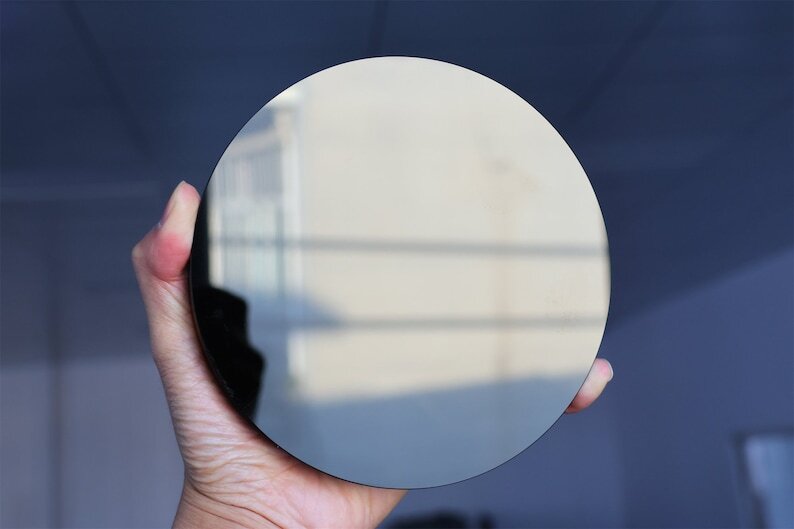 Natural Obsidian Mirror Obsidian Wafer Crystal Disk Reiki Heal + Free Stand