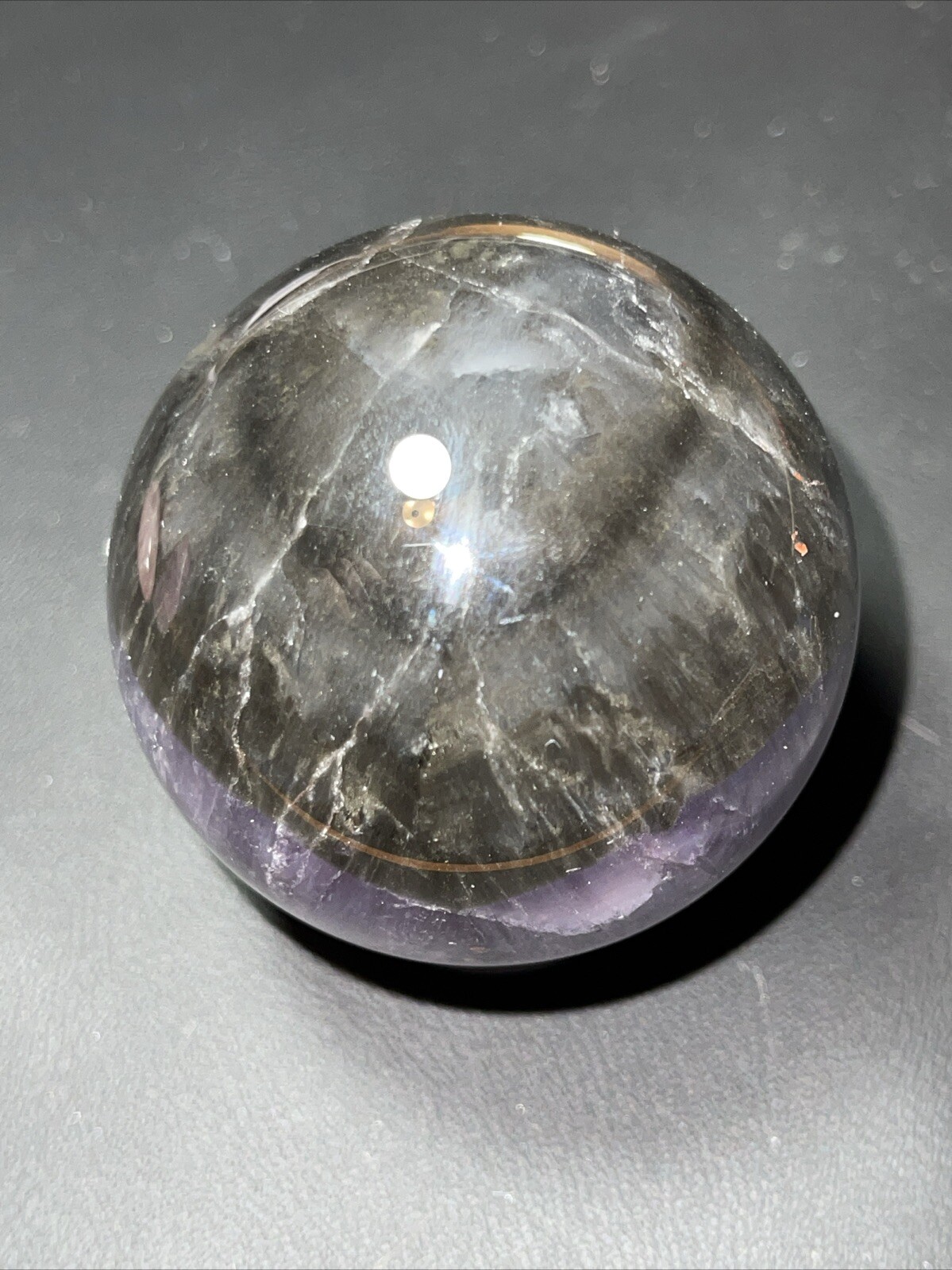 Auralite 23 Crystal Sphere Ball Orb Excellent Flash And a Rainbow 52.2mm 196g