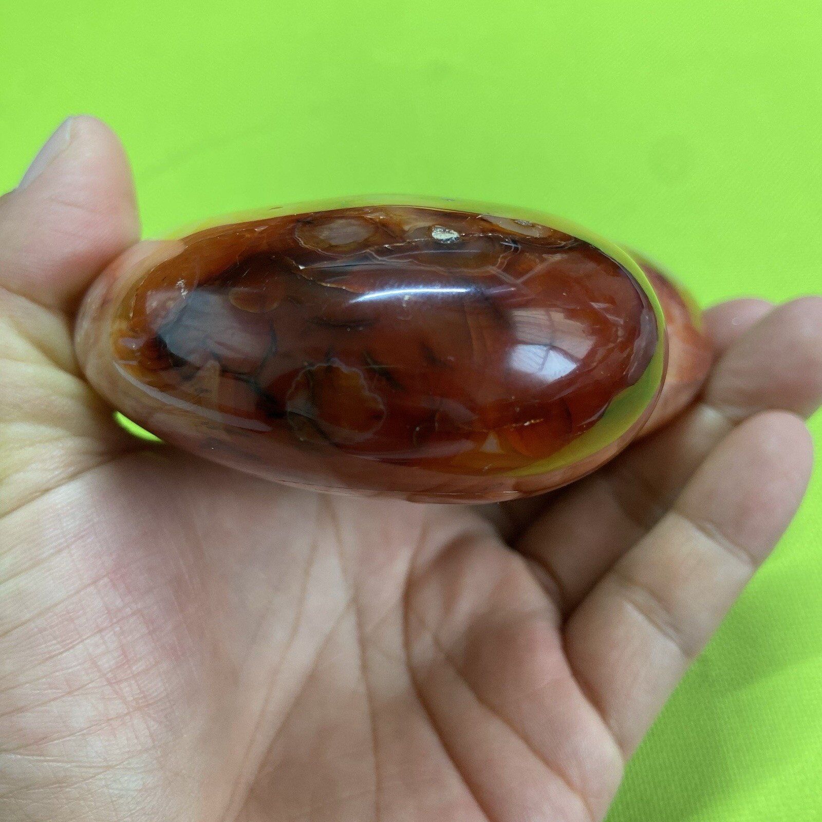 102mm528g Beautiful Patterns Red Agate Heart Carnelian Reiki Display Mad Y092