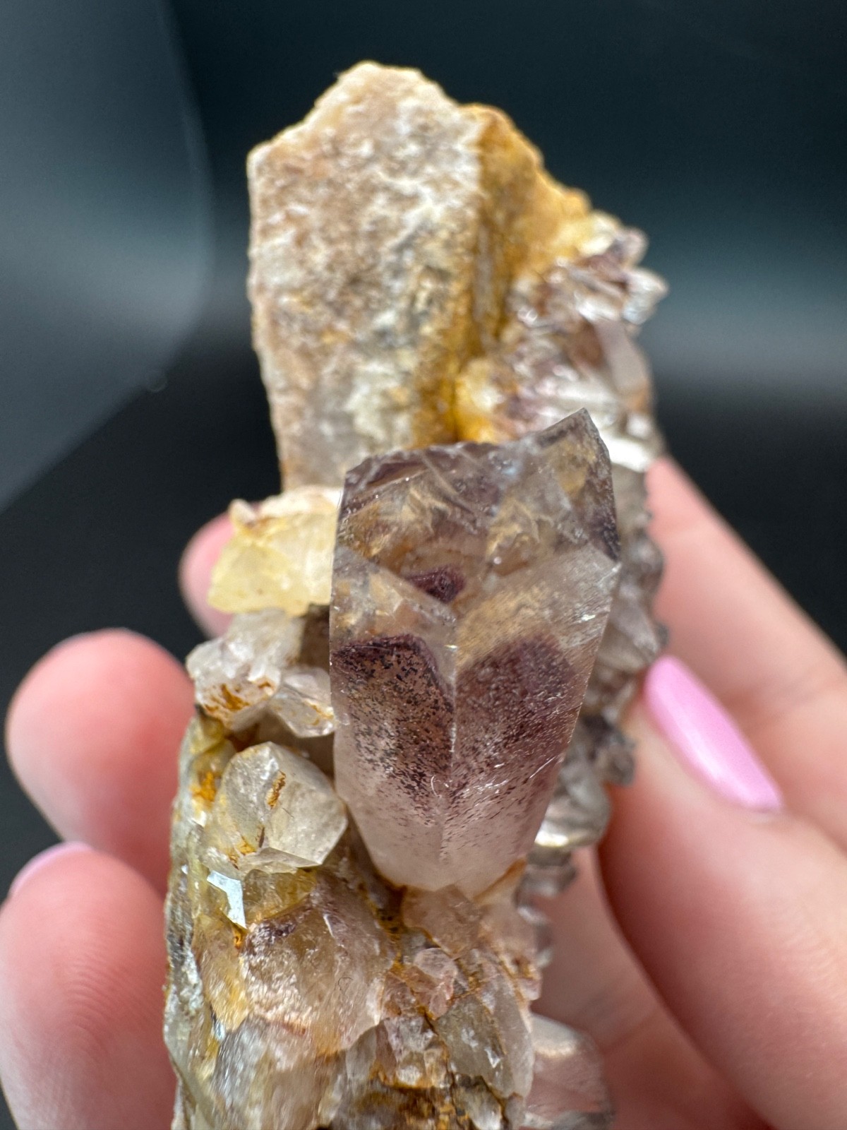 6788 Sunset Phantom Quartz Cluster with Nice Hematite Inclusions India 125g
