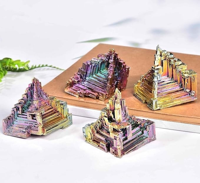 AAAA Grade Natural Rainbow Titanium Aura Bismuth Quartz Cluster Raw Mineral Deco