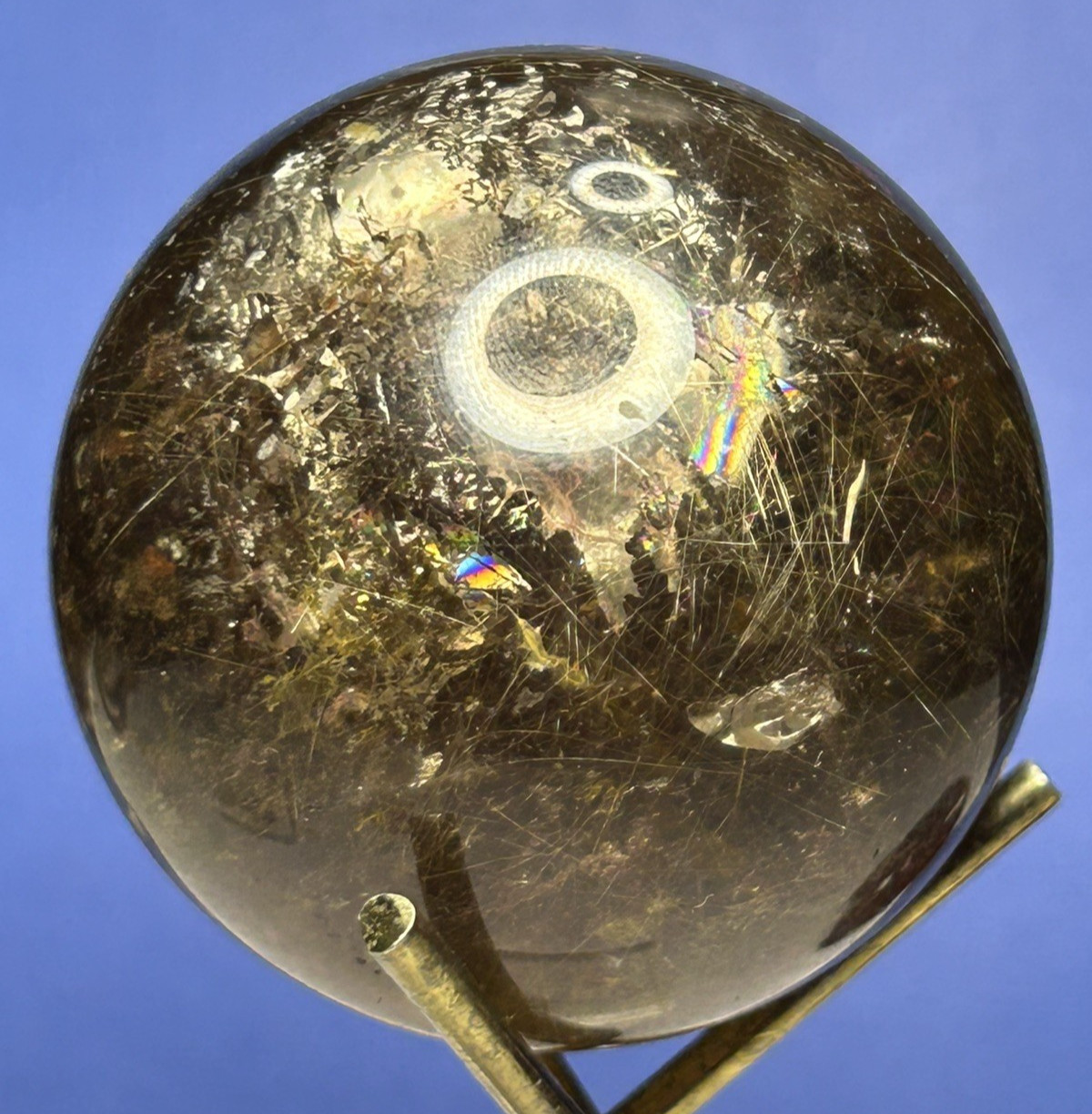 Smoky Quartz Sphere With Gold Rutile 146g/46.9mm