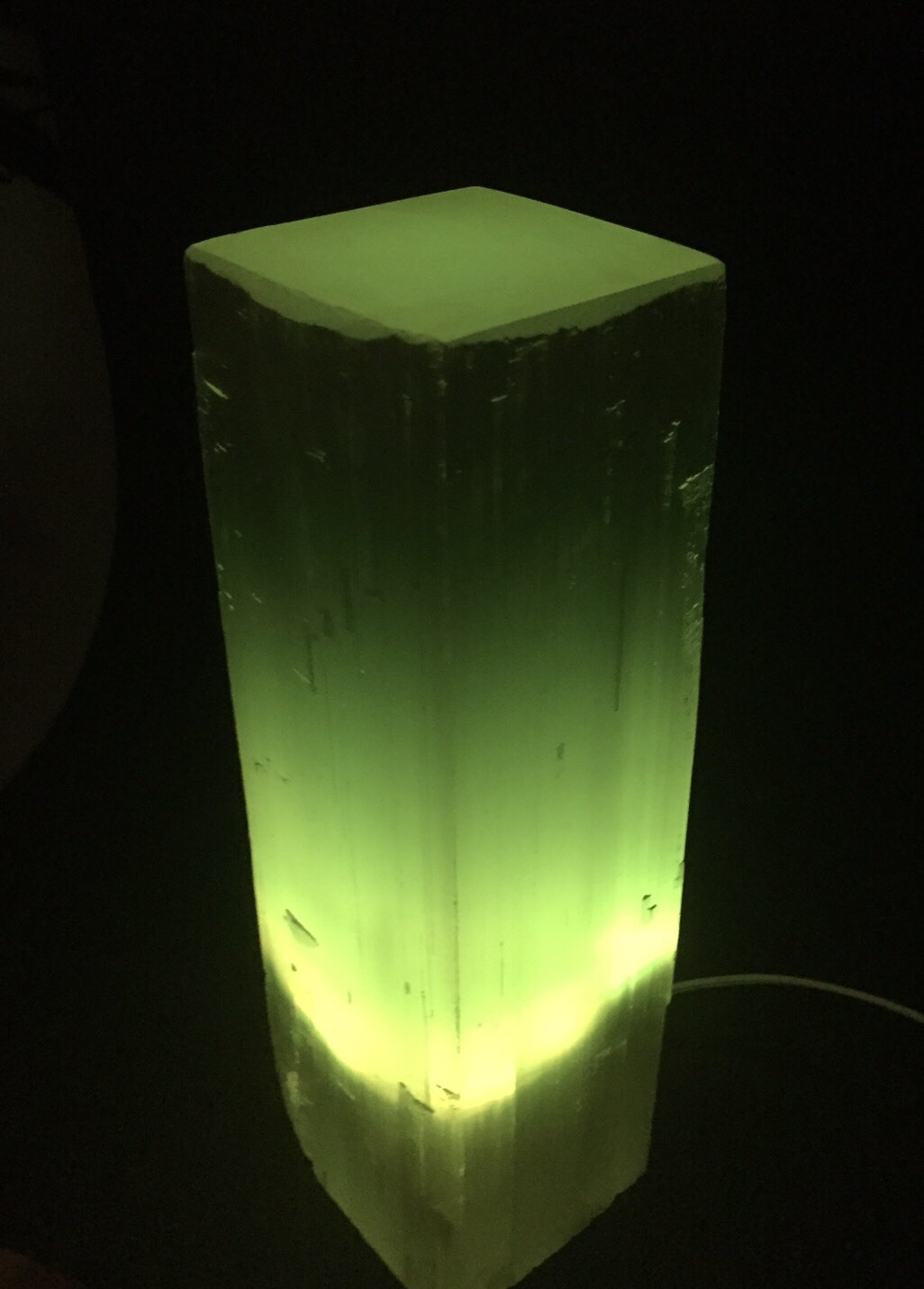11.5″ Rectangular Selenite Lamp LED Color Selenite Tower Lamp Crystal Log Reiki.