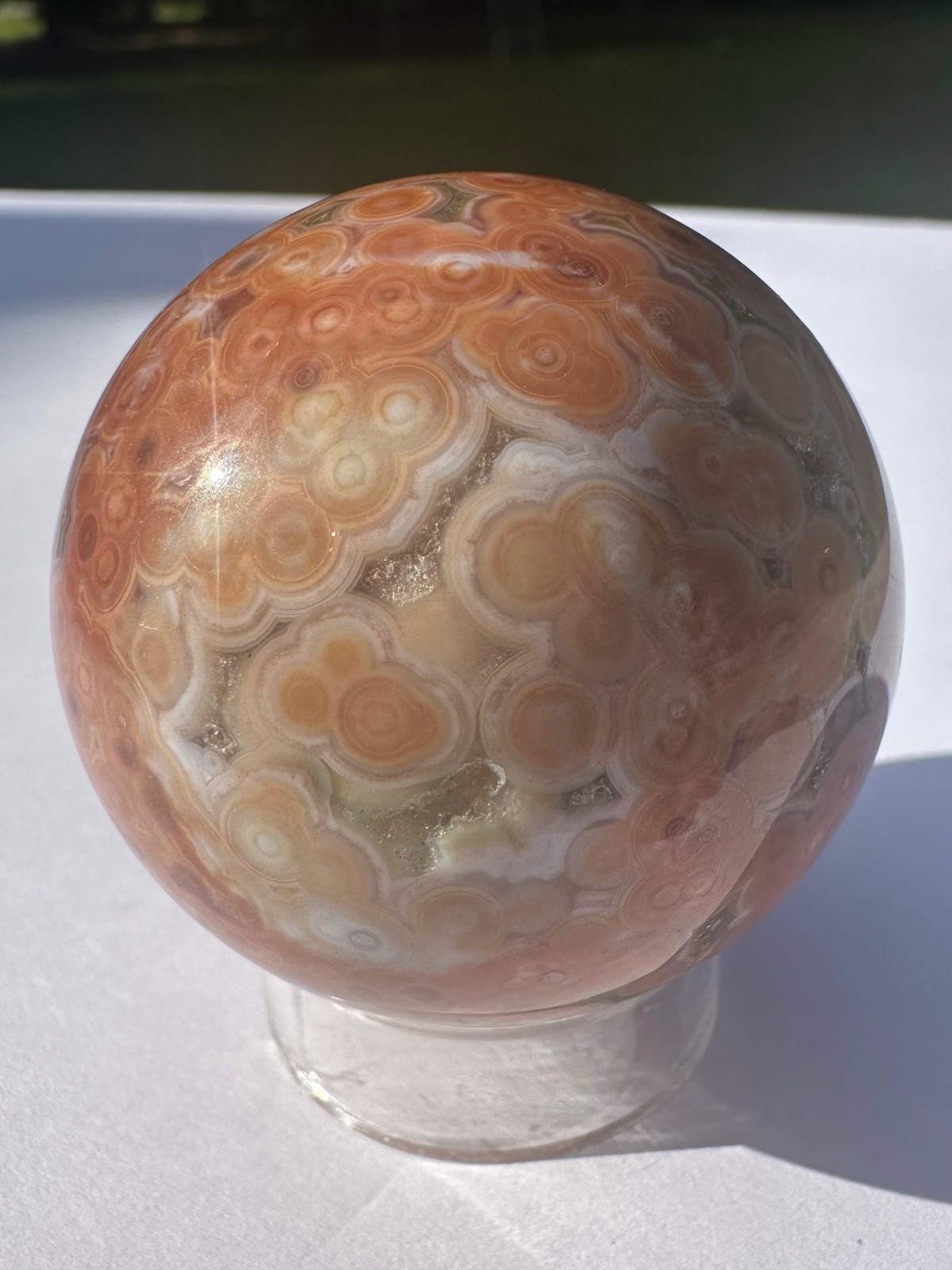 143g sparkling druzy 8th vein orbicular ocean jasper sphere polished crystalball