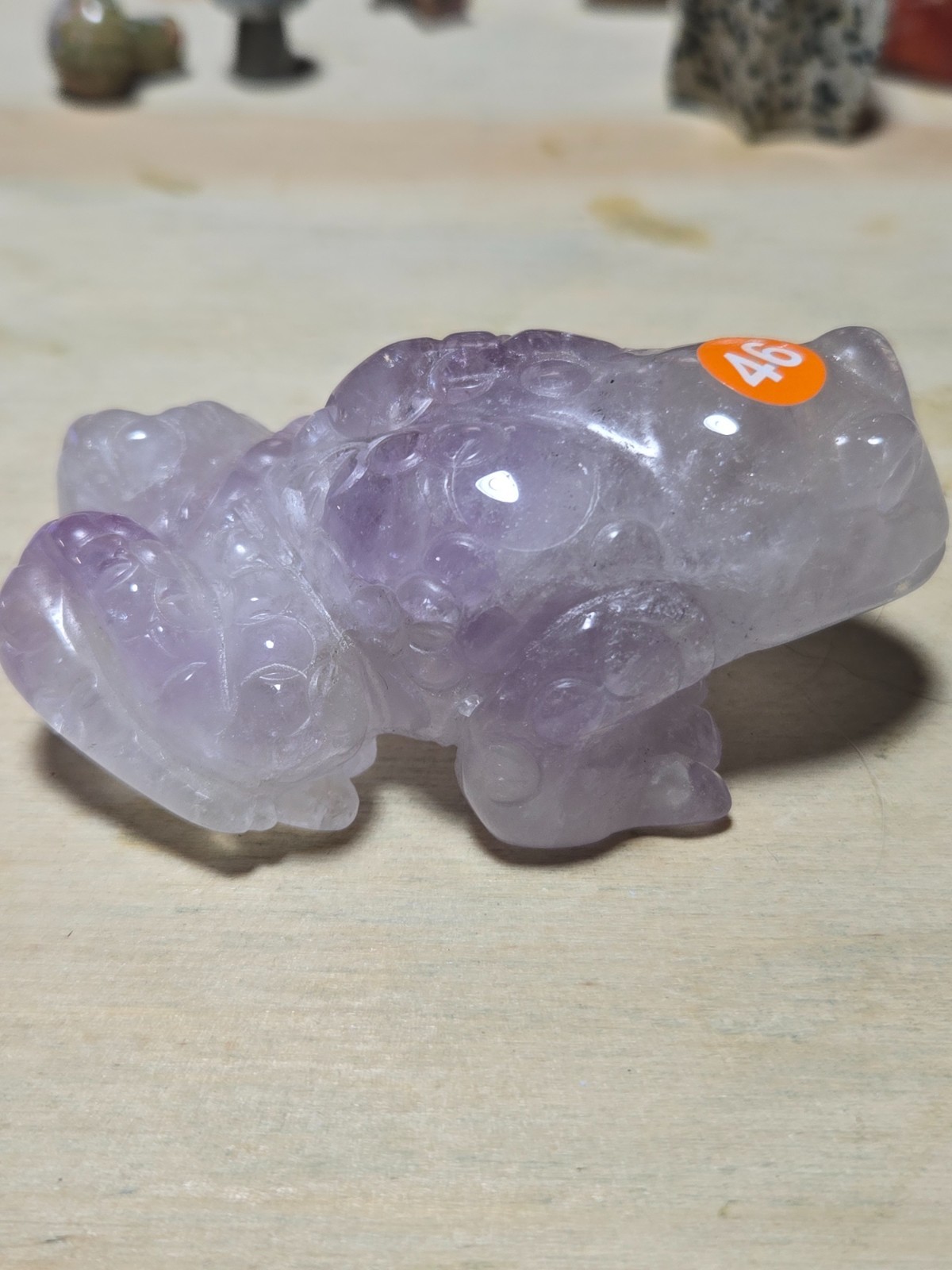 BEAUTIFUL Hand Carved Amethyst Toad figurine ~3x2in O46