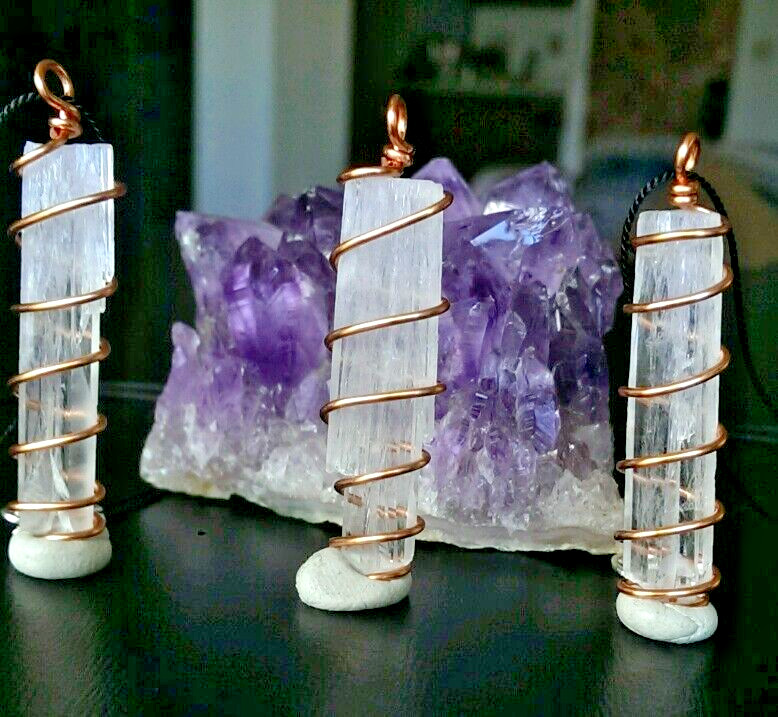 Natrolite Crystal Necklace Hand Wrapped in Copper! Synergy 12 Natrolite Pendant