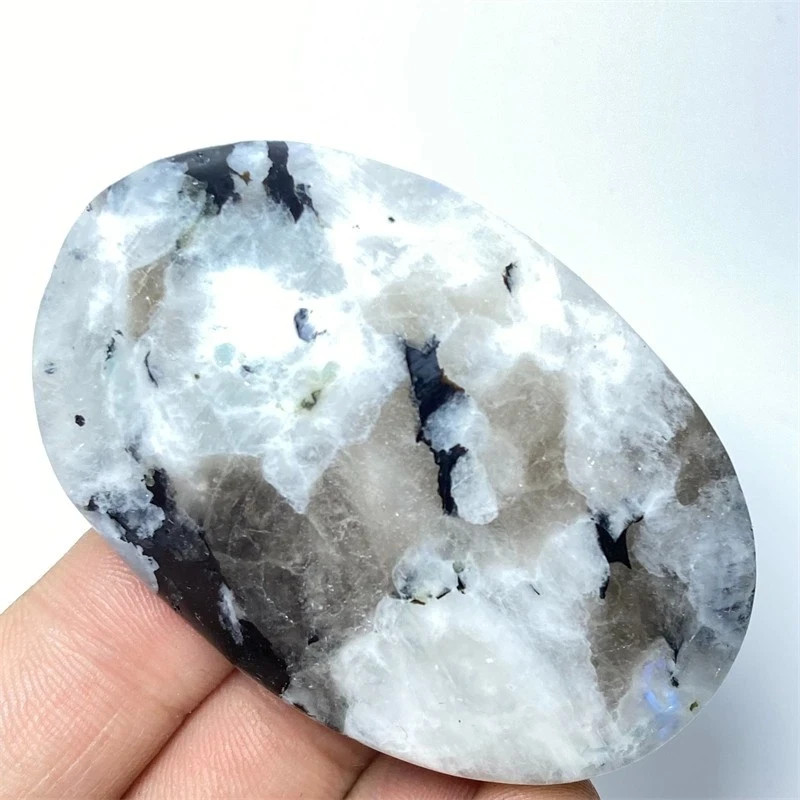 72g Rare Color Rainbow Moonstone Quartz Crystal Healing Reiki Palm Stone