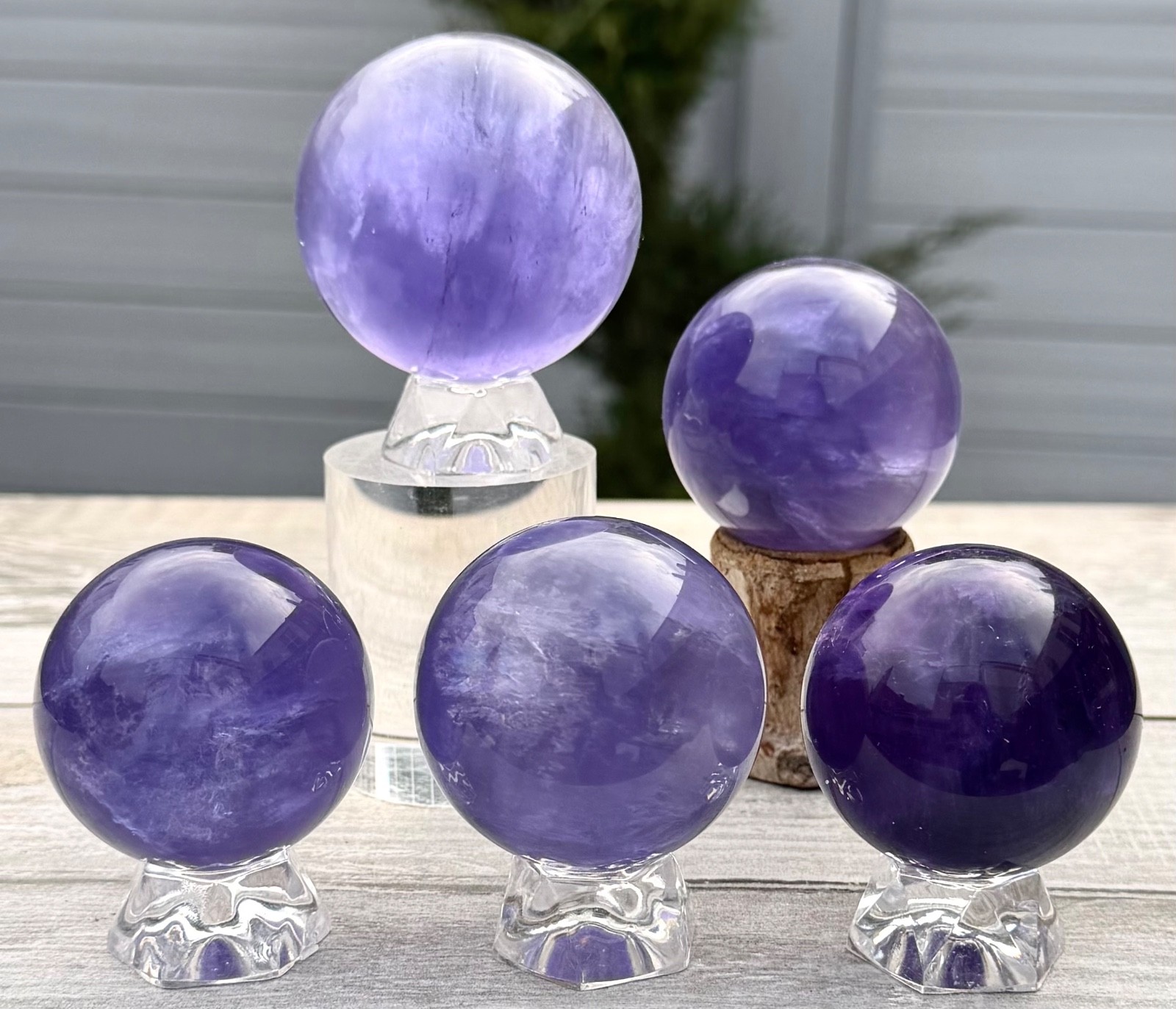 Wholesale Lot 4-5 Pcs Natural Purple Fluorite W Mica Sphere Crystal Ball Healing