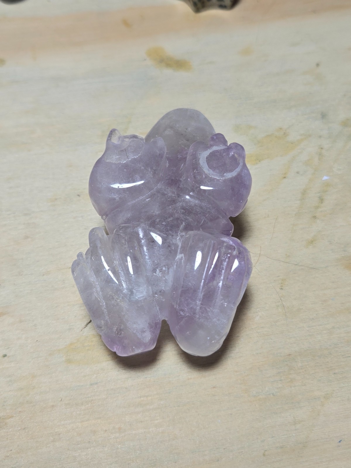 BEAUTIFUL Hand Carved Amethyst Toad figurine ~3x2in O46