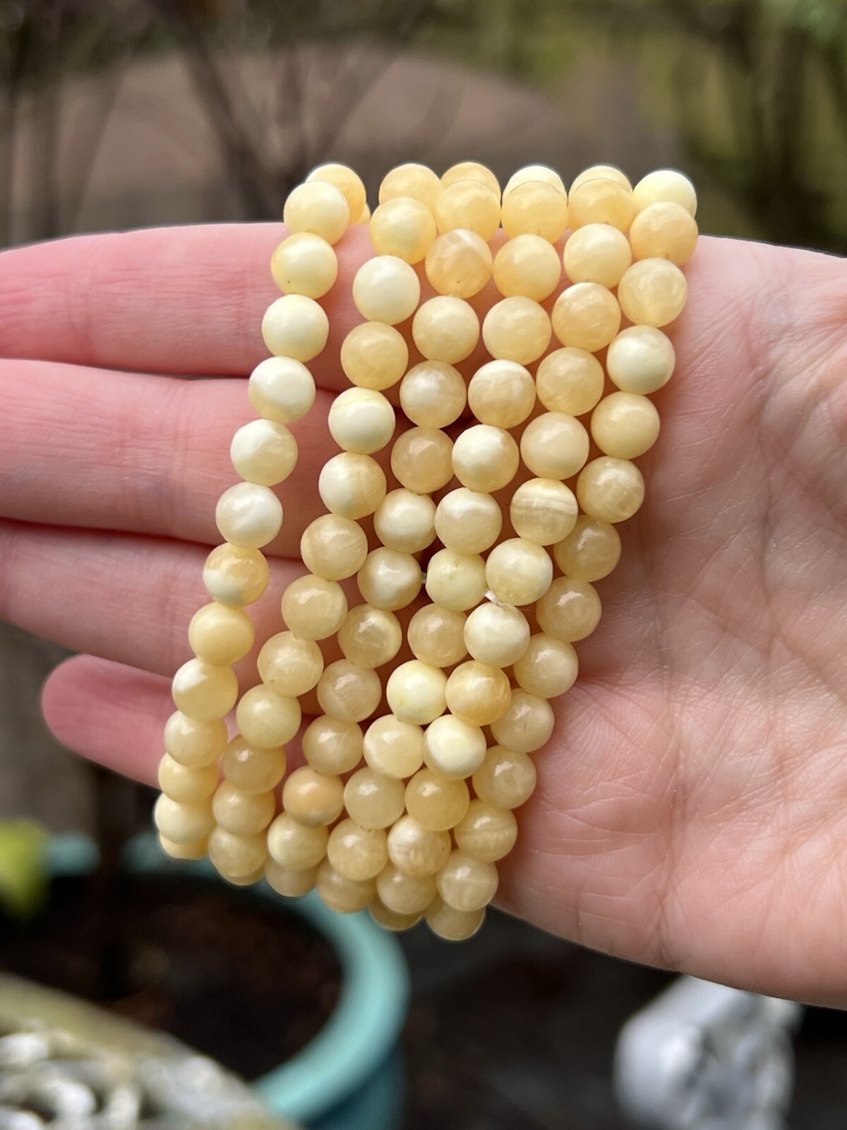 Orange Calcite Beaded Bracelet 6mm