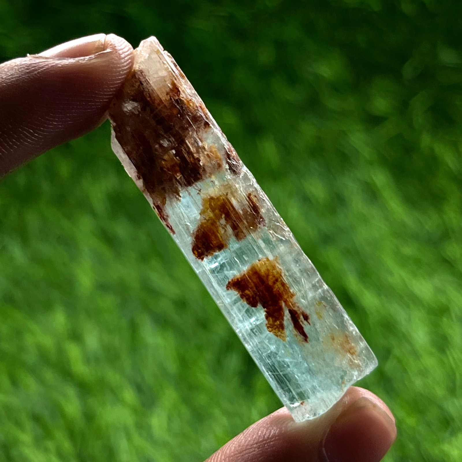 Natural Large Aquamarine Pencil Rough 52x14mm Rusted Beryl Crystal Rare Mineral