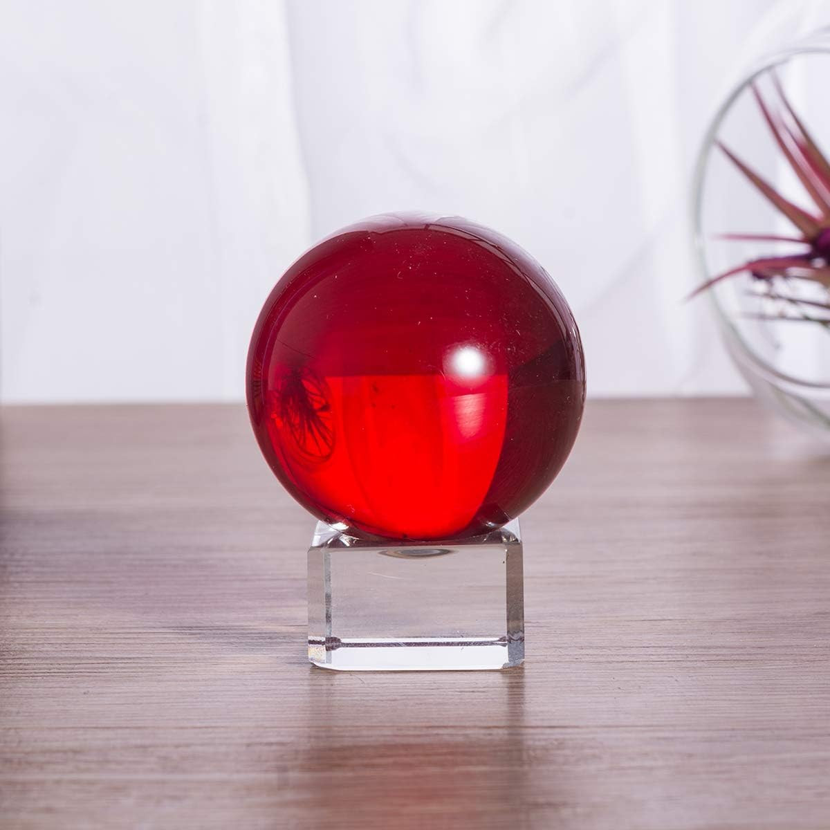 50mm(2 inch) K9 Solid Crystal Ball with Free Stand Suncatcher (Red)