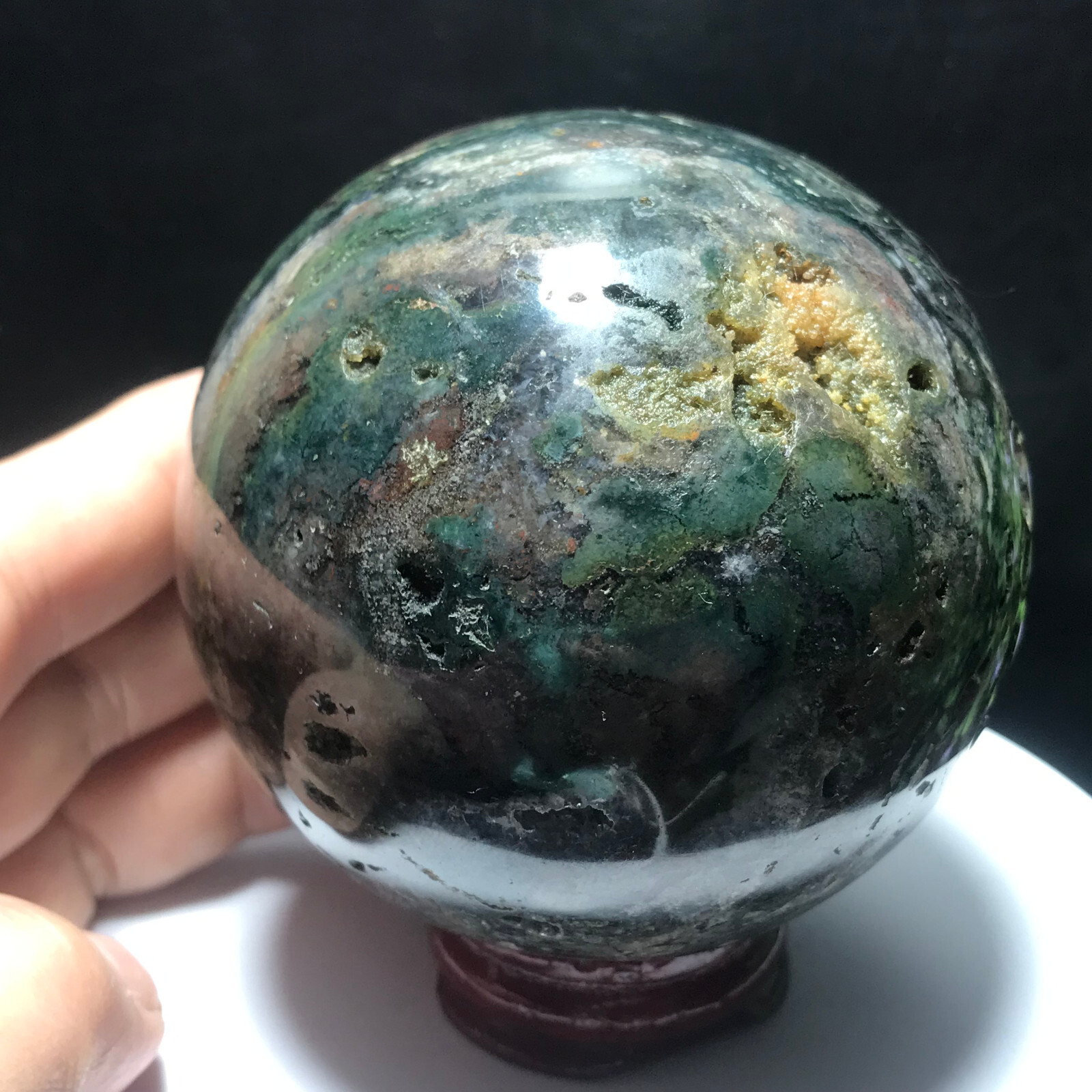515g 73mm Colourful Ocean Jasper Quartz Crystal Ball Specimen Healing 63
