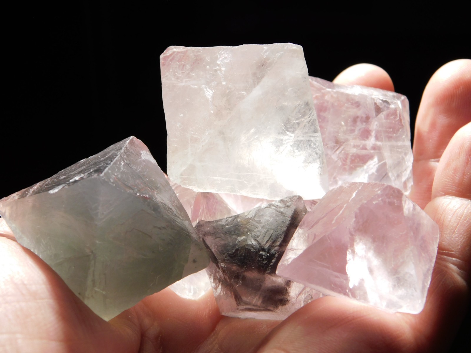 Big Lot of EIGHT! Translucent Octahedron FLUORITE Crystals From China 341gr