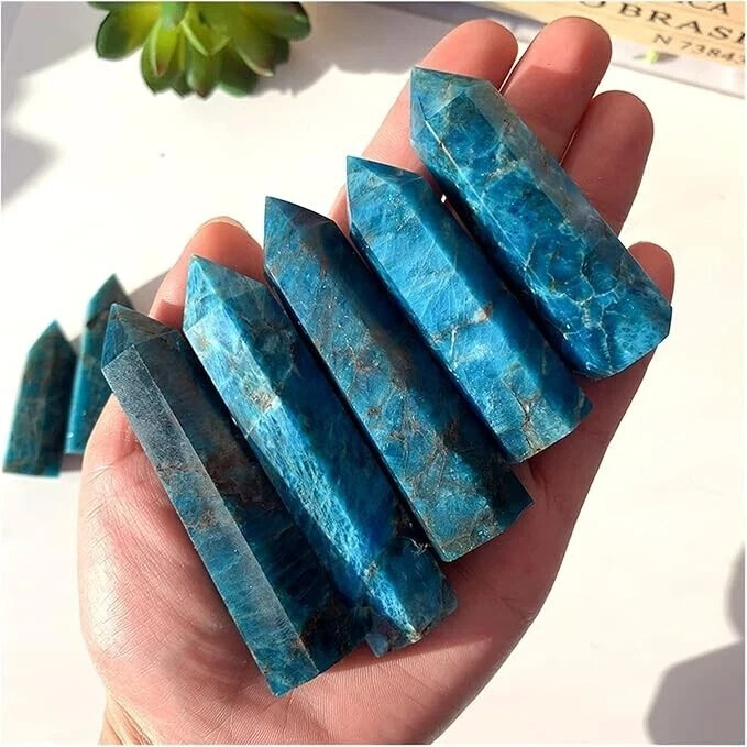 Wholesale Lot 1 lb Blue Apatite Healing Crystal Tower Point Reiki Obelisk Decor
