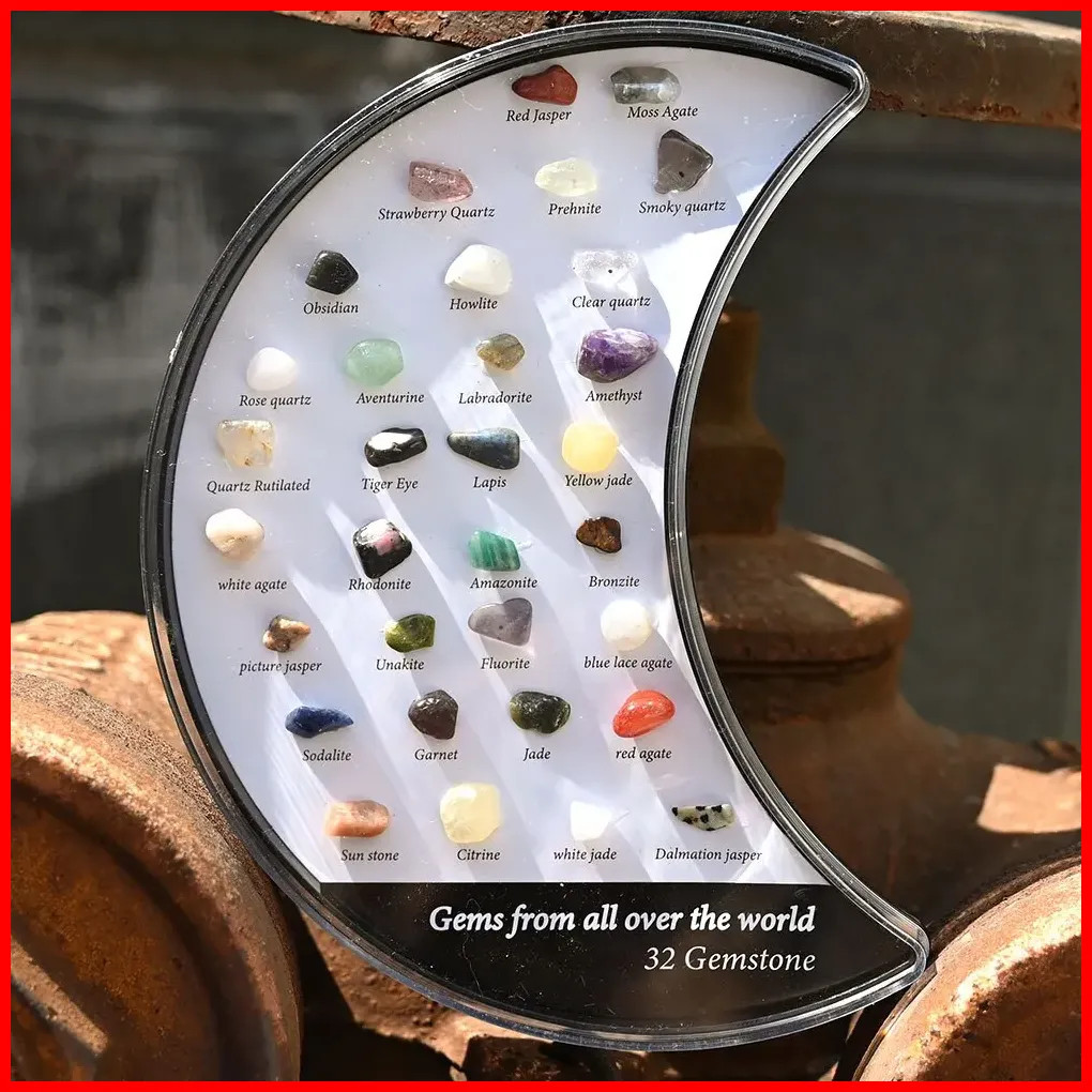 New 32pcs Moon Box Quartz Crystal Chakra Healing Stones And Crystals Set Hexagon